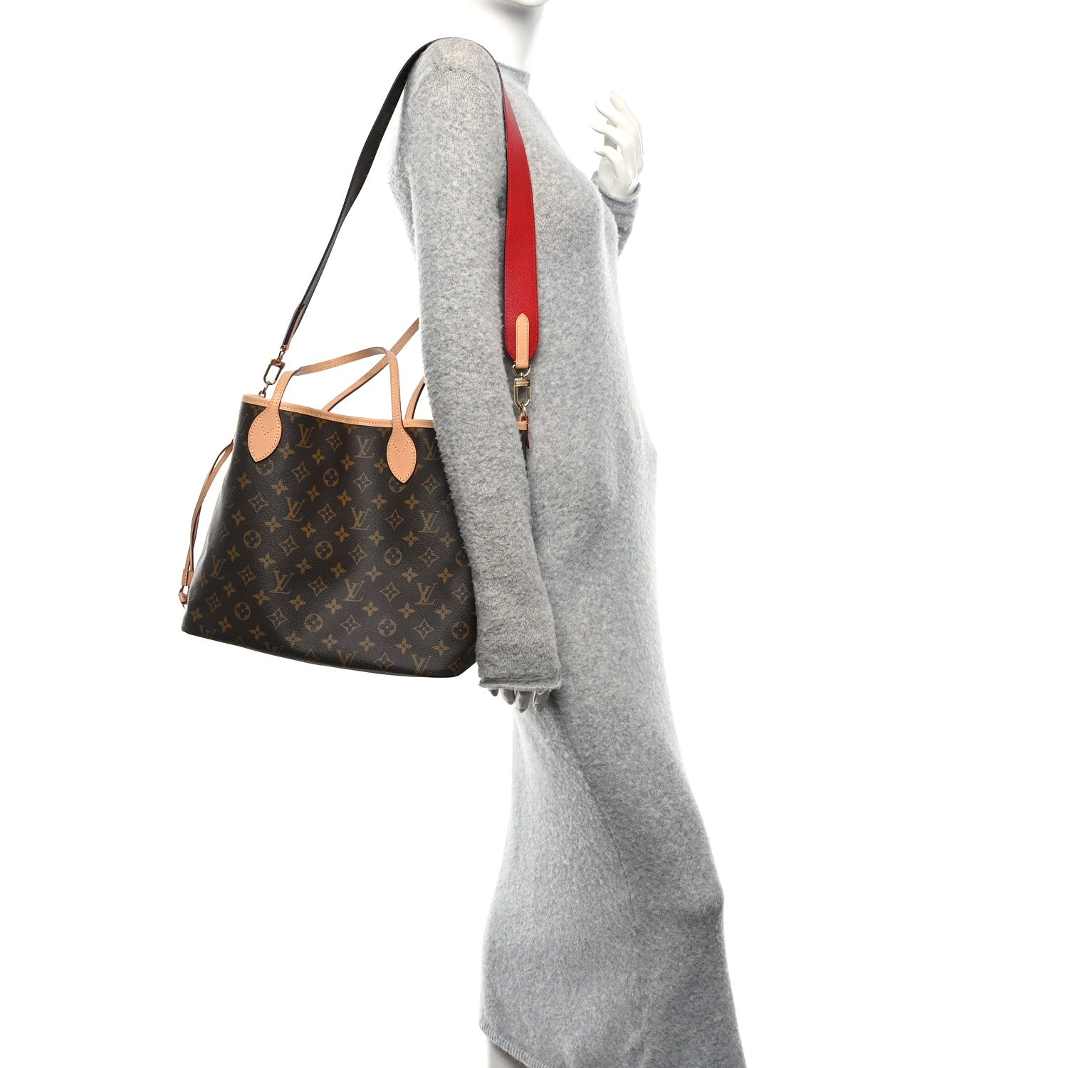 Monogram Inside Out Neverfull Bandouliere MM Rouge Sari