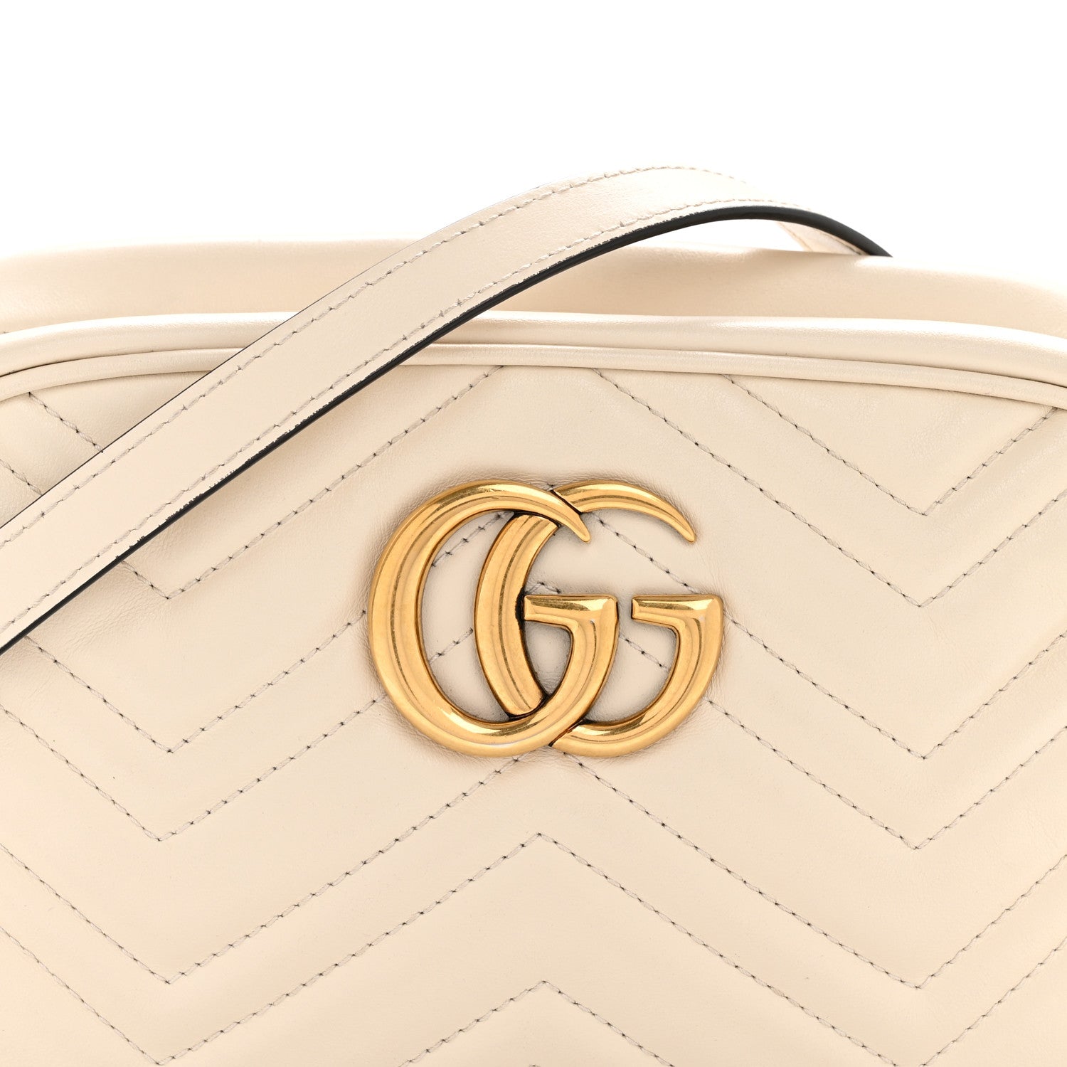 Calfskin Matelasse Small GG Marmont Chain Shoulder Bag White