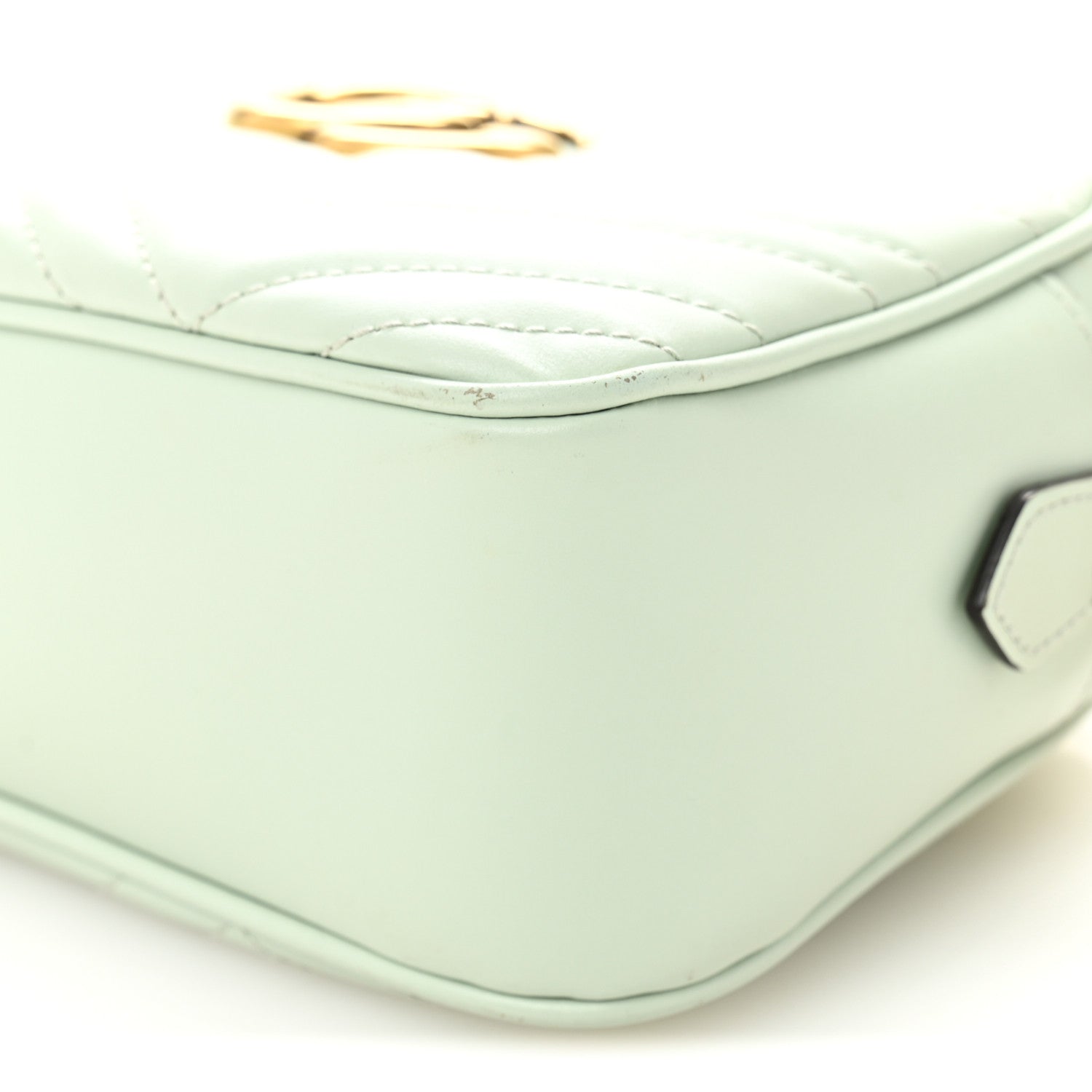 Calfskin Matelasse Small GG Marmont Chain Shoulder Bag Salvy Green