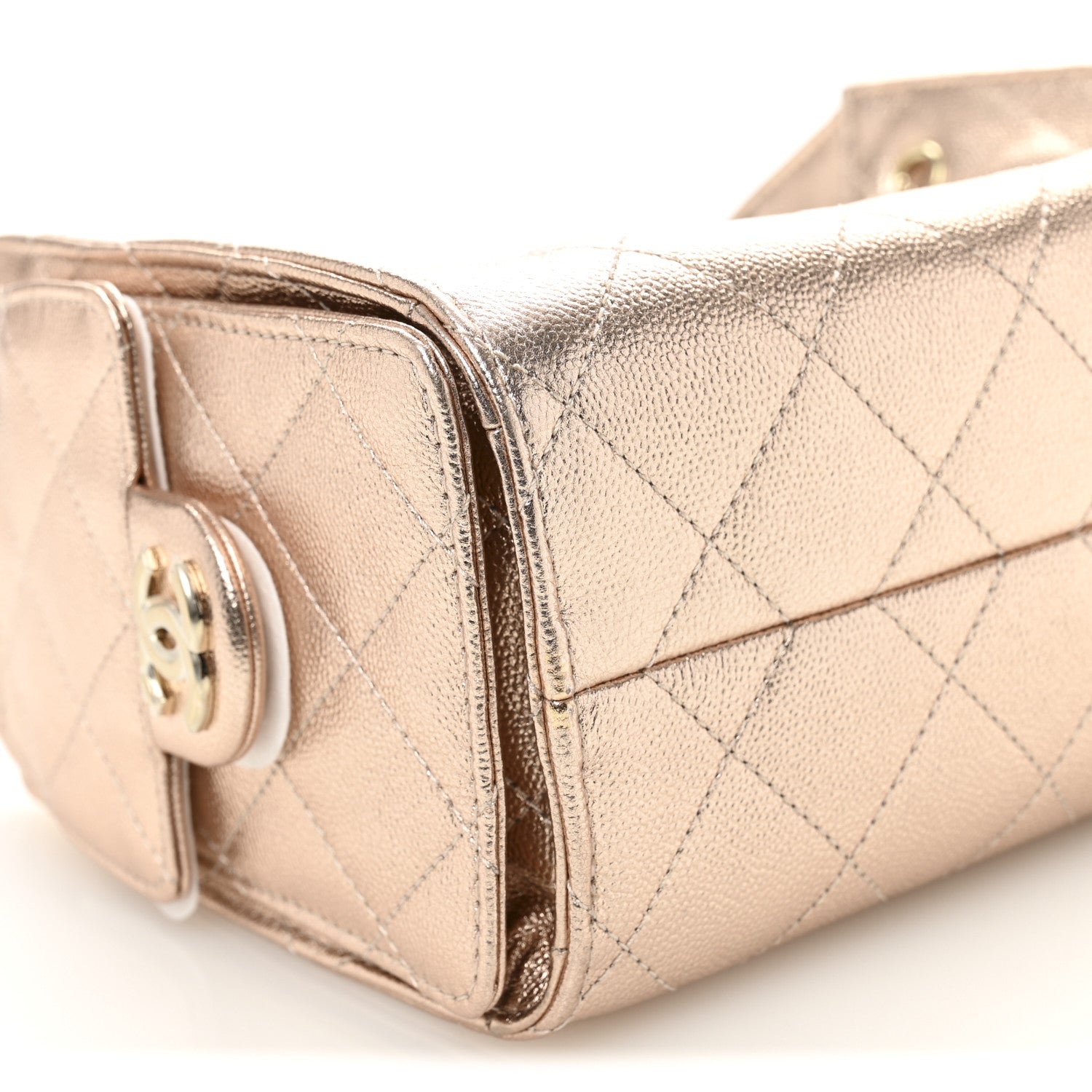 Metallic Caviar Quilted Mini Chanel 25 Handbag Copper