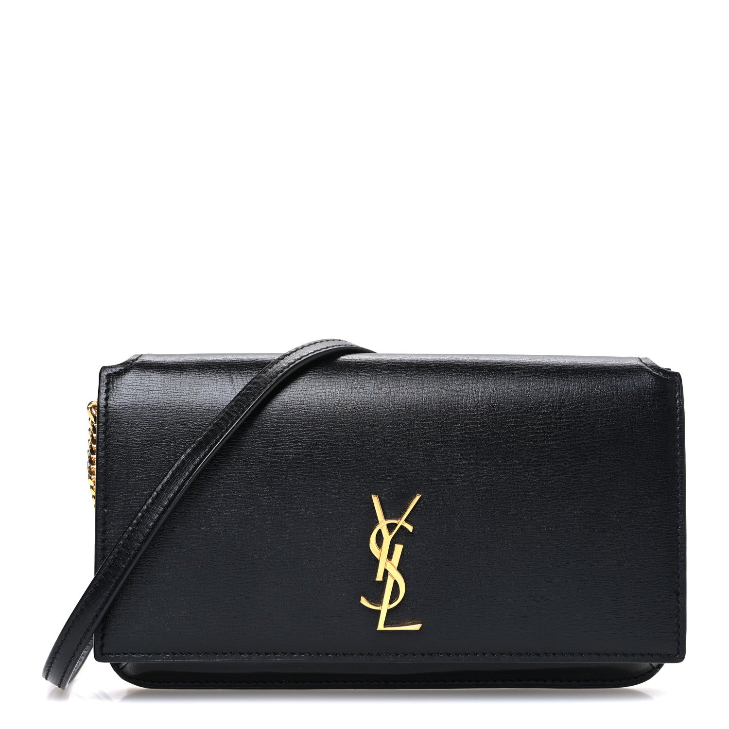 Smooth Calfskin Monogram Phone Holder Crossbody Black