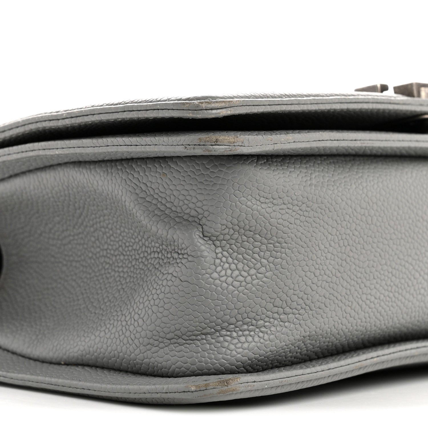 Caviar Chevron Quilted Medium Boy Flap Grey