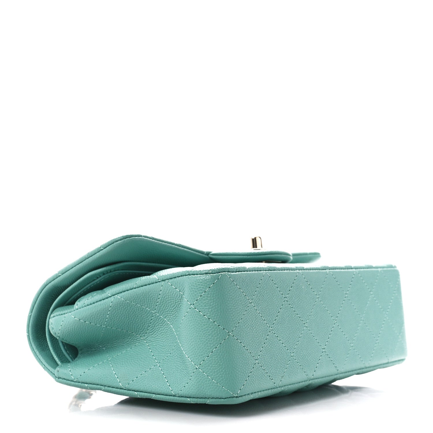 Caviar Quilted Small Double Flap Light Green