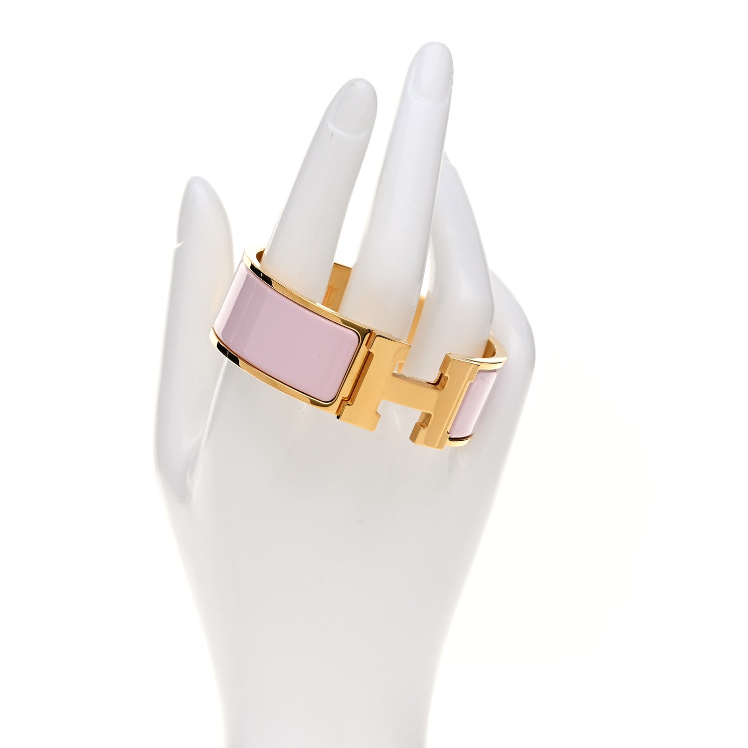 Enamel Wide Clic Clac H Bracelet PM Rose Dragee
