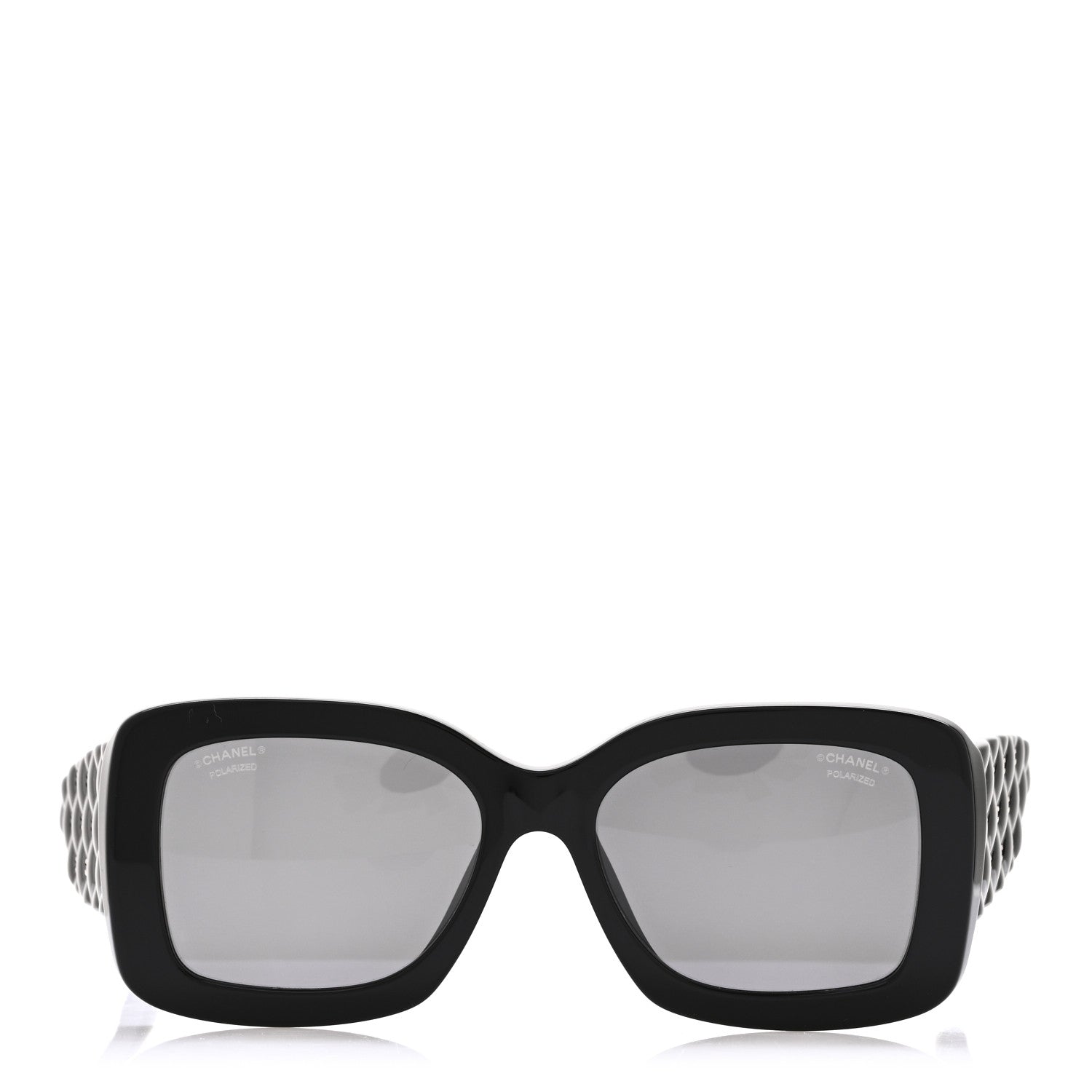 Acetate Quilted CC Rectangle Sunglasses 5483-A Black