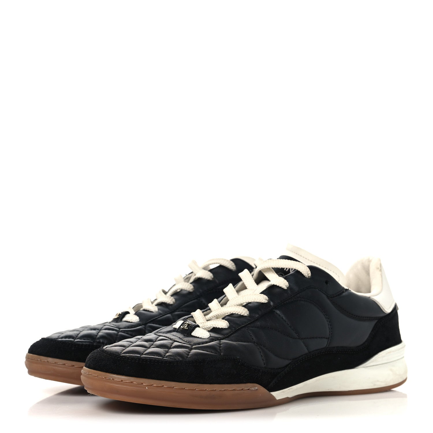 Suede Calfskin Quilted Sneakers 41 Black