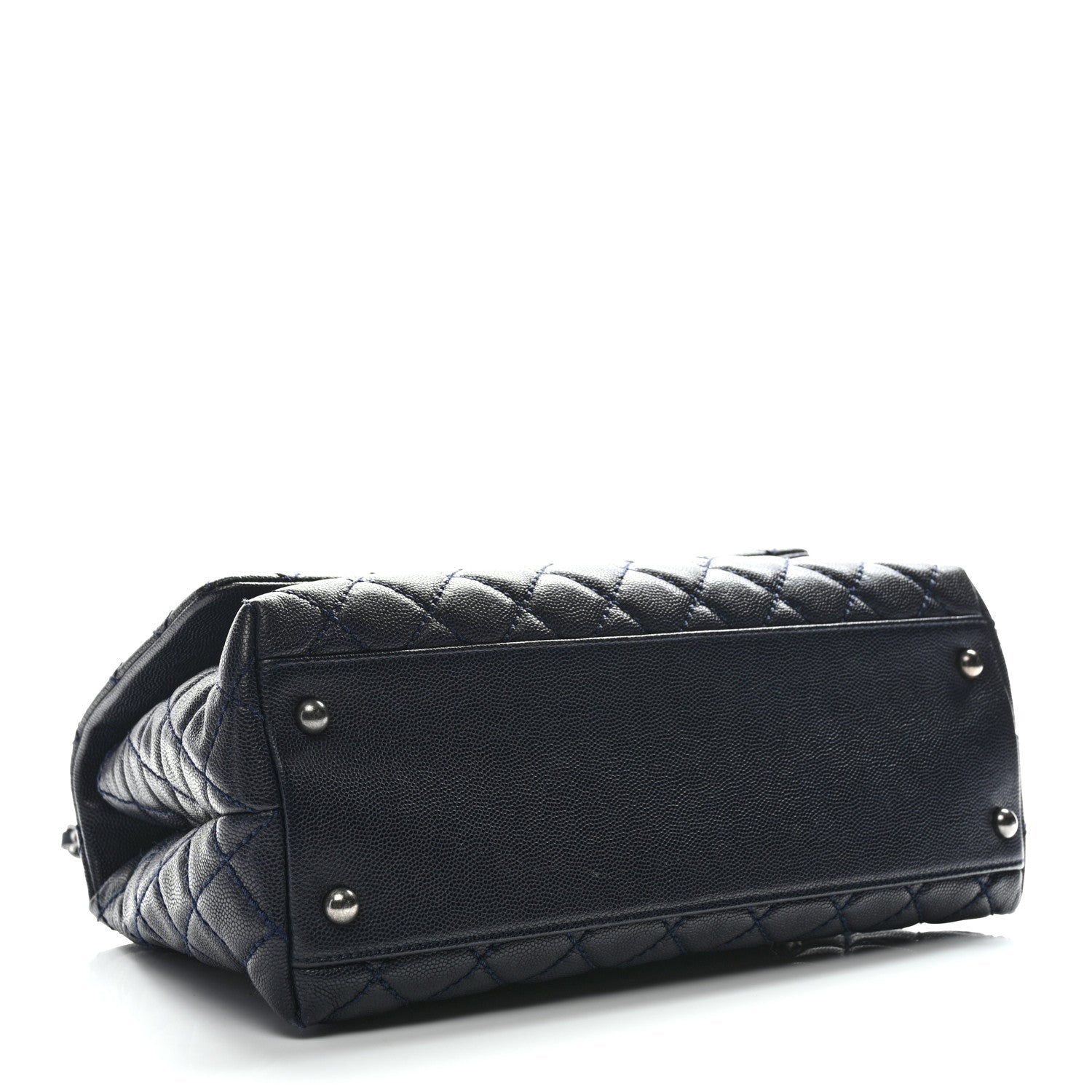 Caviar Lizard Quilted Small Coco Handle Flap Navy Blue