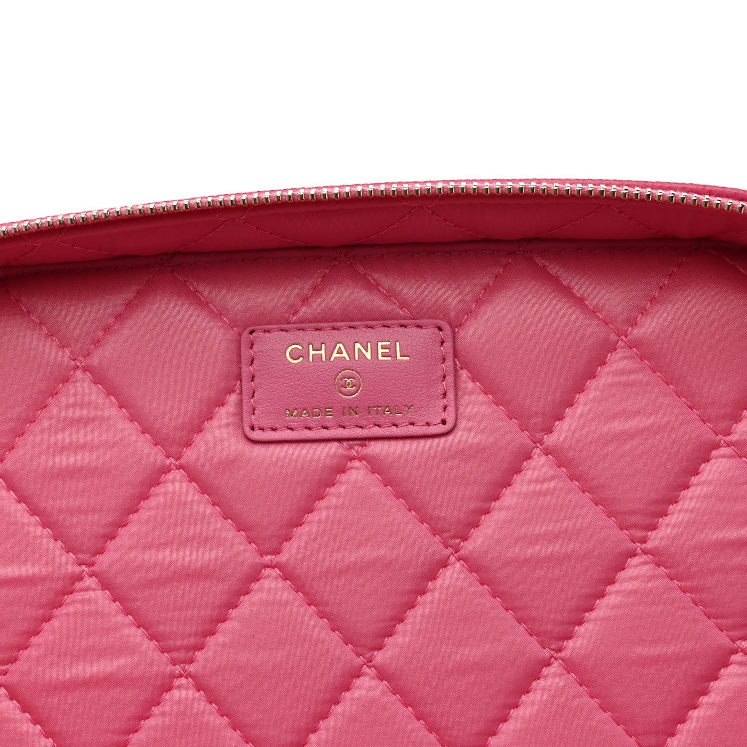 Caviar Quilted Large Vanity Pouch Pink