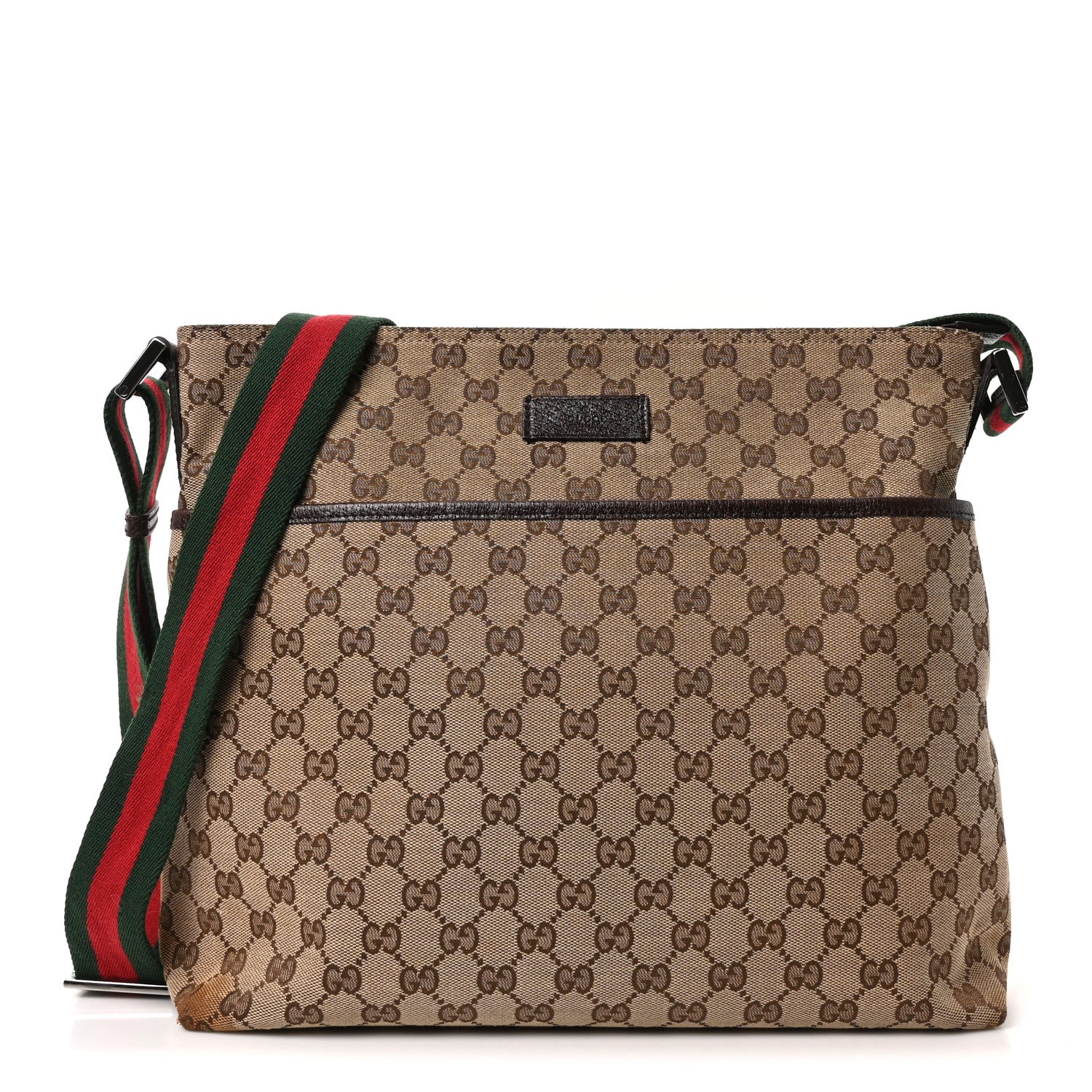 Monogram Web Medium Flat Messenger Bag Brown