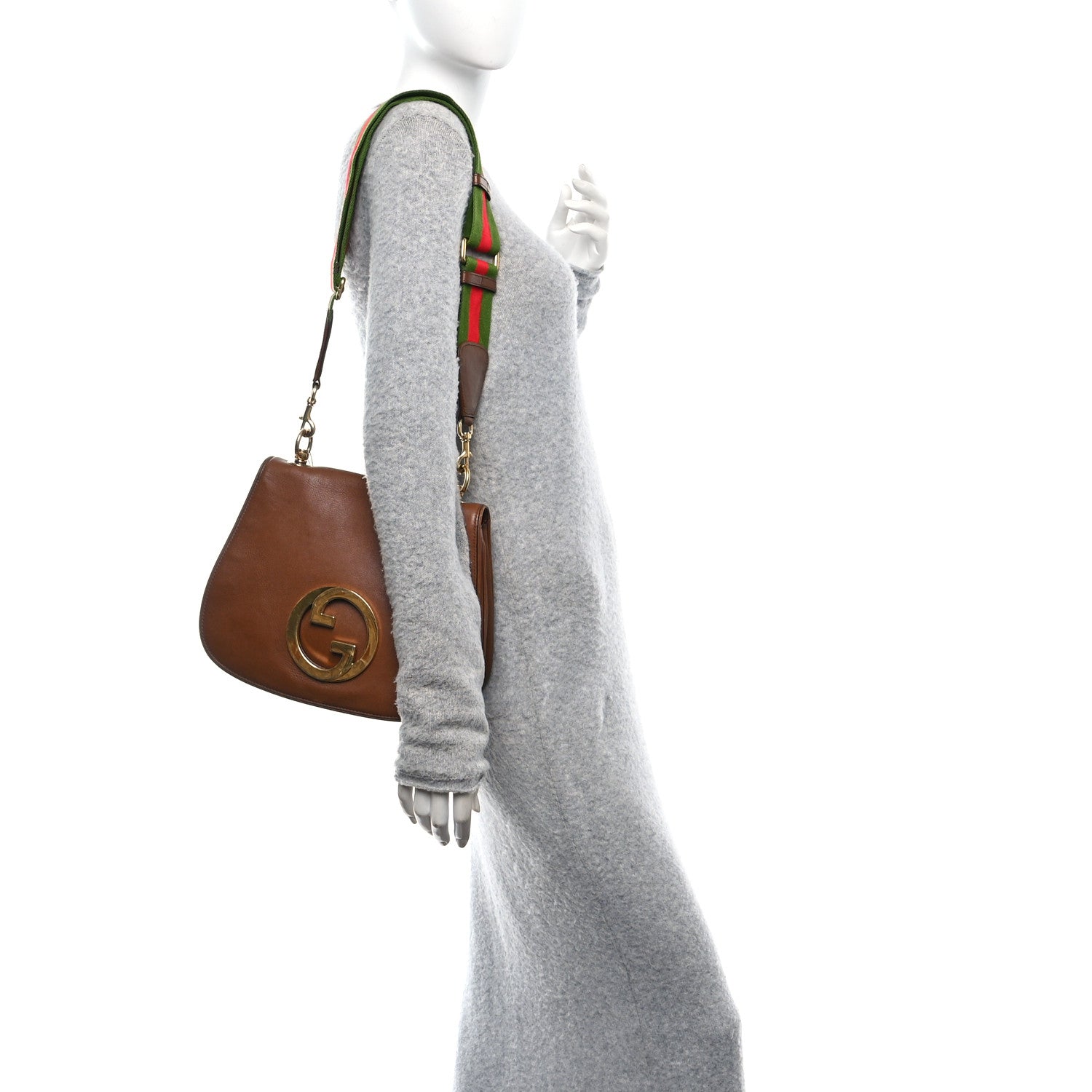 Roxy Calfskin Web Medium Blondie Shoulder Flap Bag Cuir