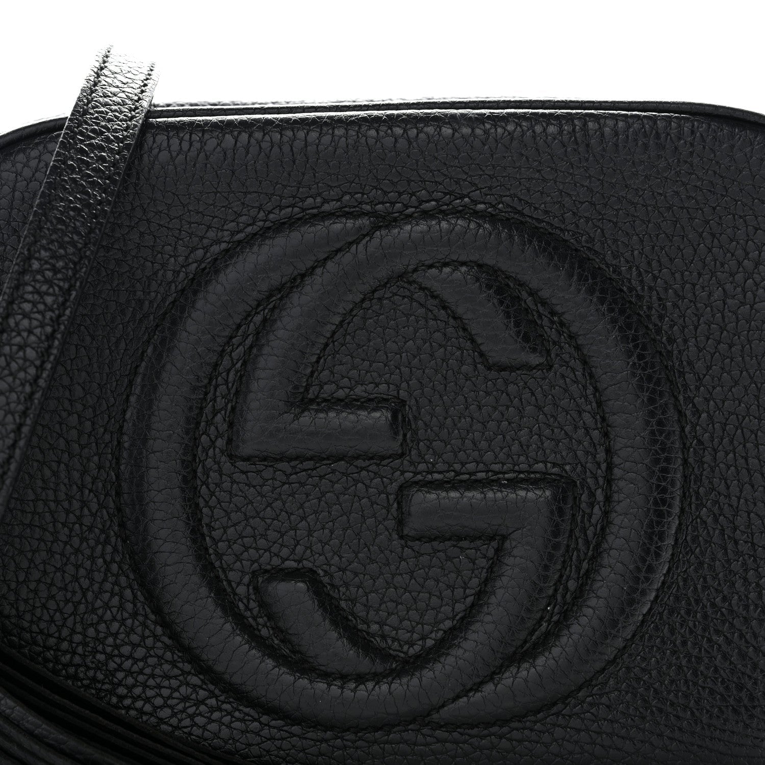 Pebbled Calfskin Small Soho Disco Bag Black