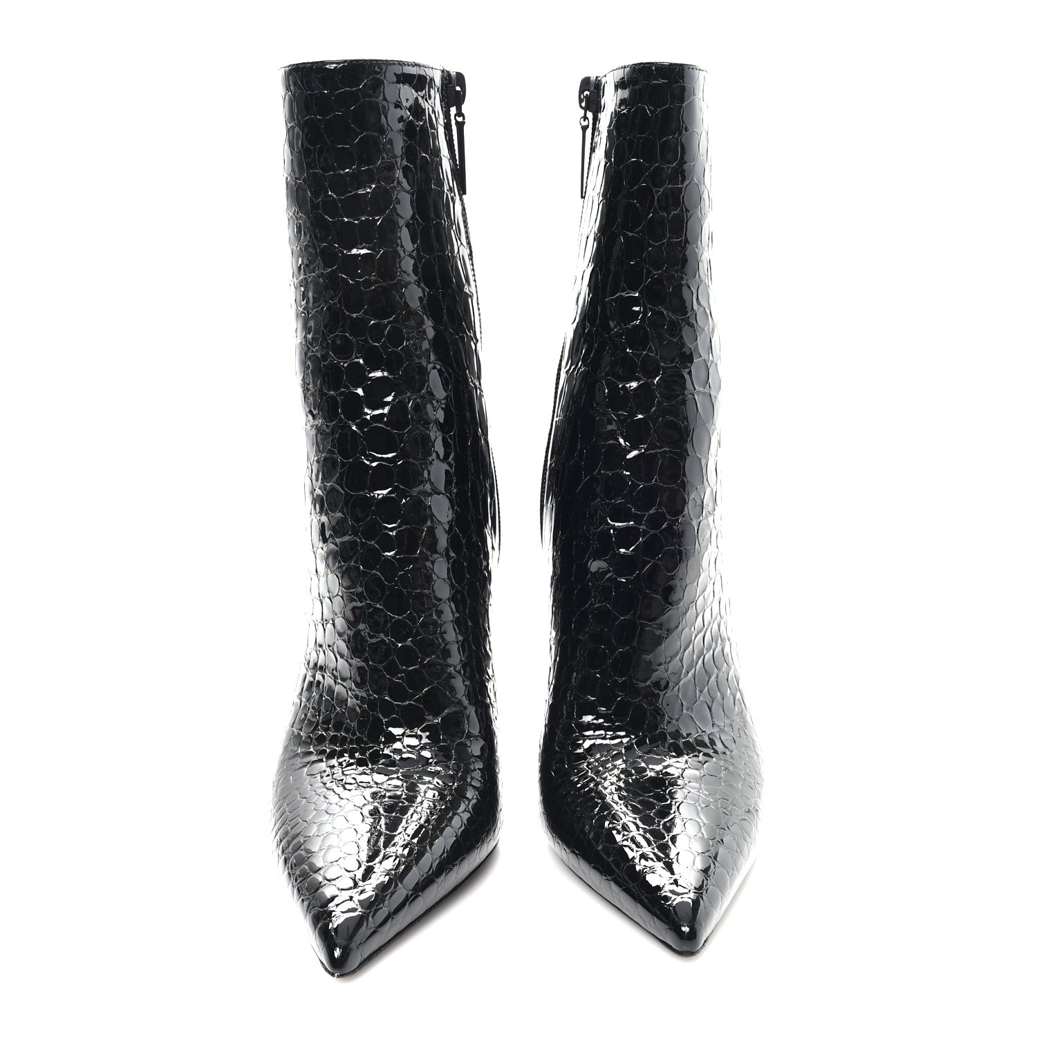 Alligator Embossed Patent Calfskin Opyum 110 Ankle Boots 40 Black