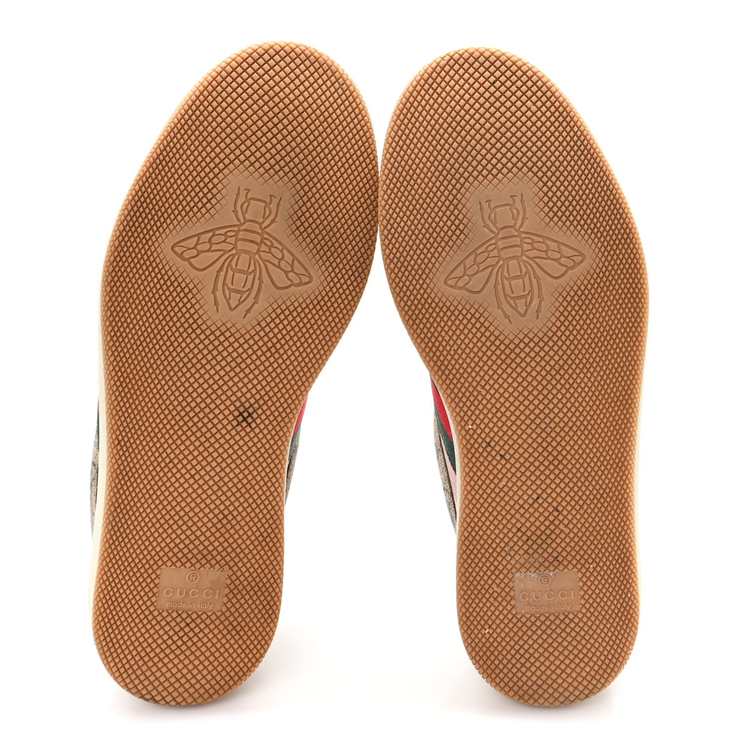 GG Supreme Monogram Harness Calfskin Web Womens Screener Sneakers 35 Beige Ebony Rosso Harness Brown
