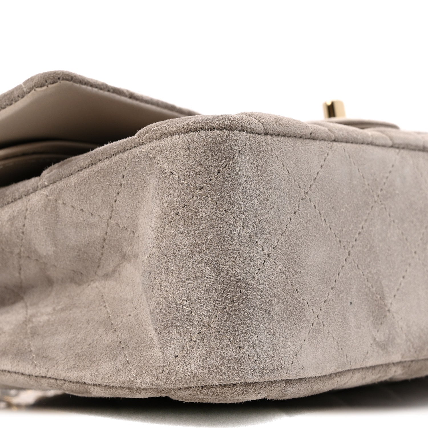Suede Quilted Medium Double Flap Grey