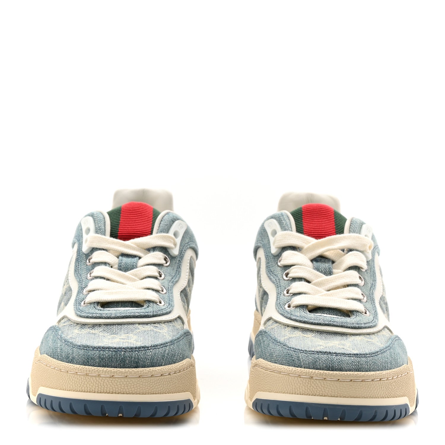 Denim GG Monogram Womens Re-Web Sneakers 35 Light Blue
