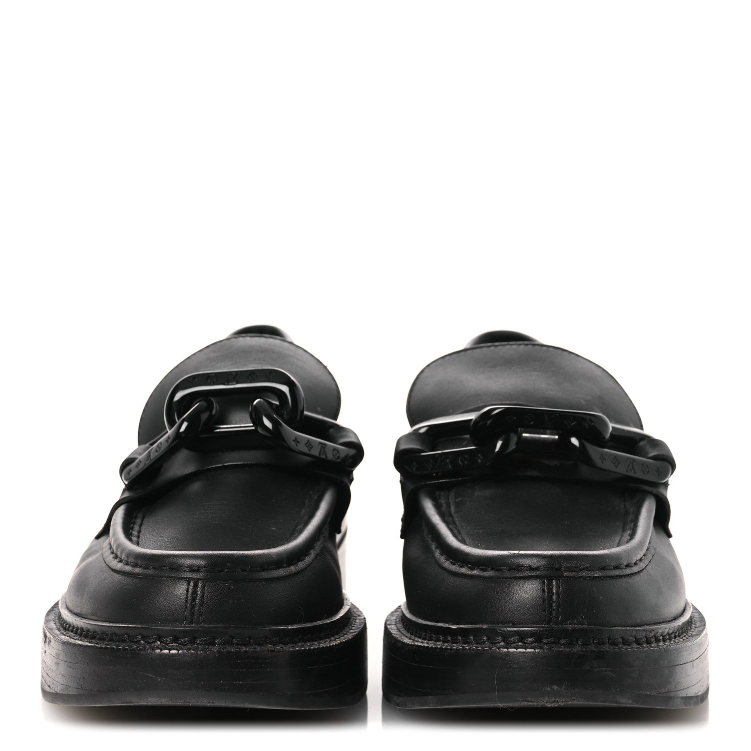 Calfskin Oversized Chain Academy Loafers 39 Black