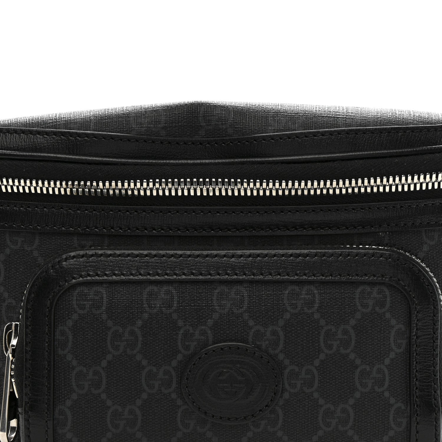 GG Supreme Monogram Textured Calfskin Retro Interlocking G Belt Bag Black