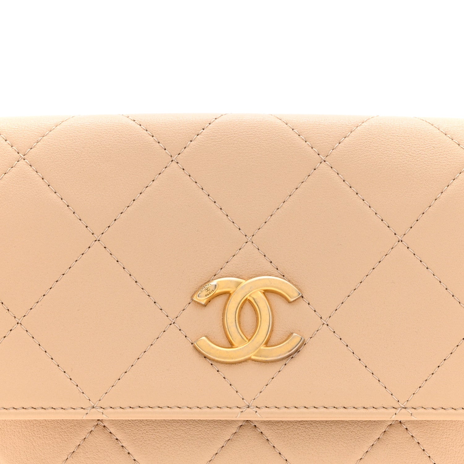 Calfskin Quilted Pearl Small Hobo Bag Beige