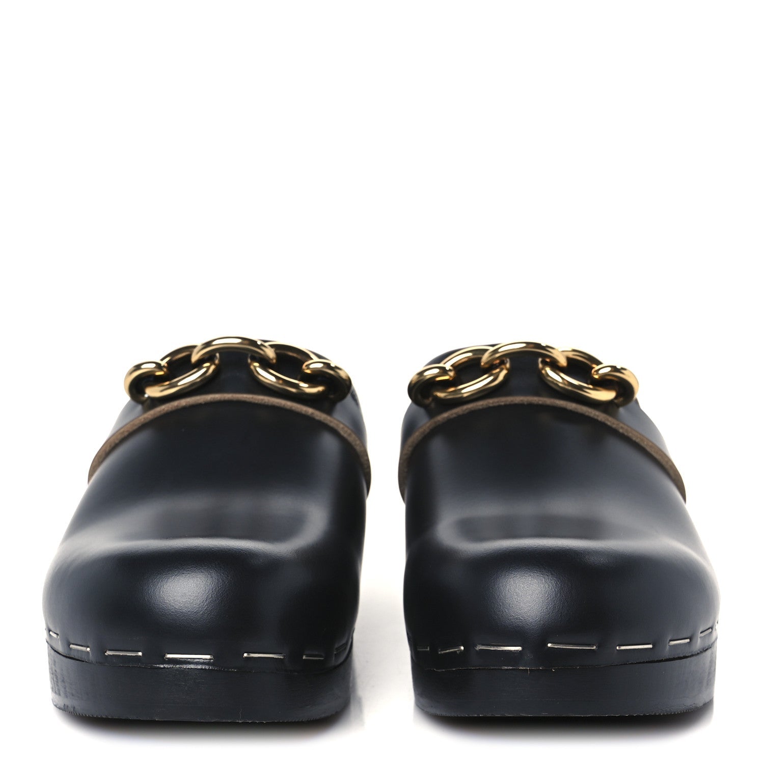 Smooth Calfskin Le Maillon Clogs 37 Black