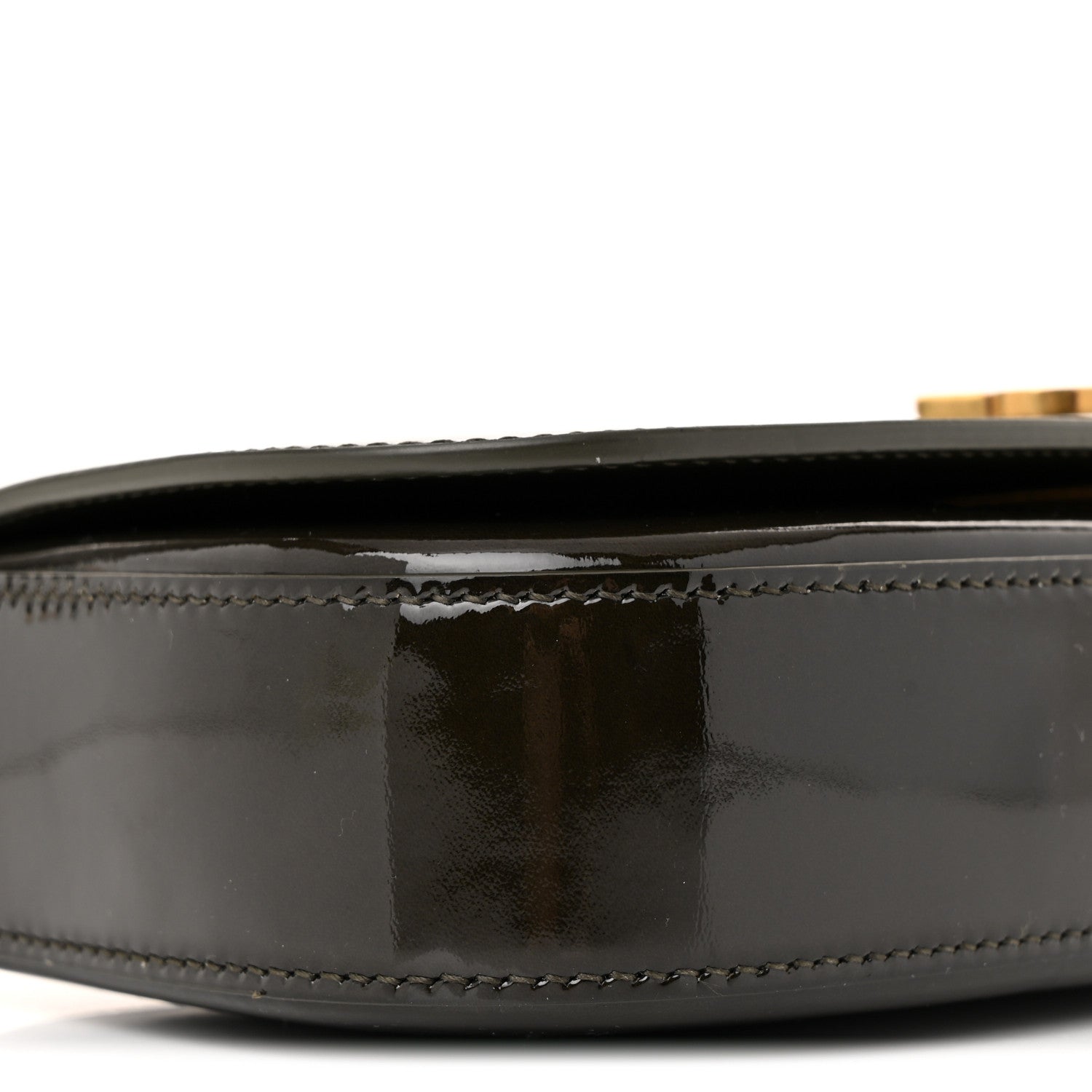 Patent Calfskin Mini Voltaire Shoulder Bag Dark Vineyard Green