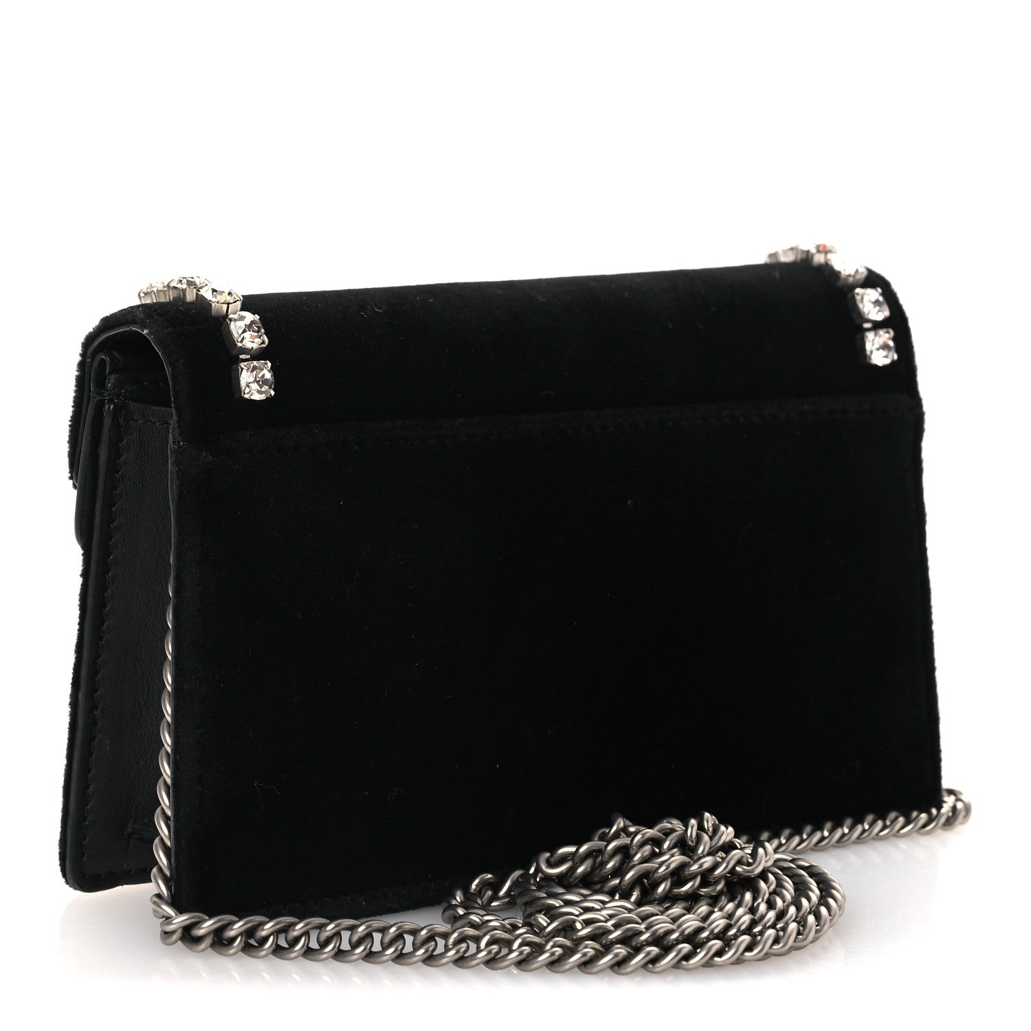 Velvet Crystal Super Mini Dionysus Shoulder Bag Black