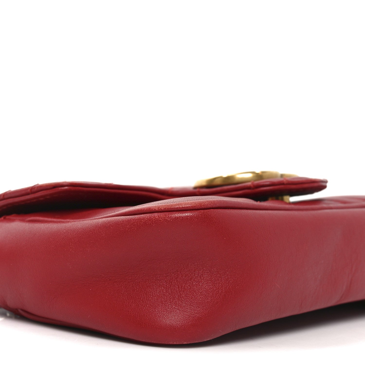 Calfskin Matelasse Super Mini GG Marmont Shoulder Bag Hibiscus Red