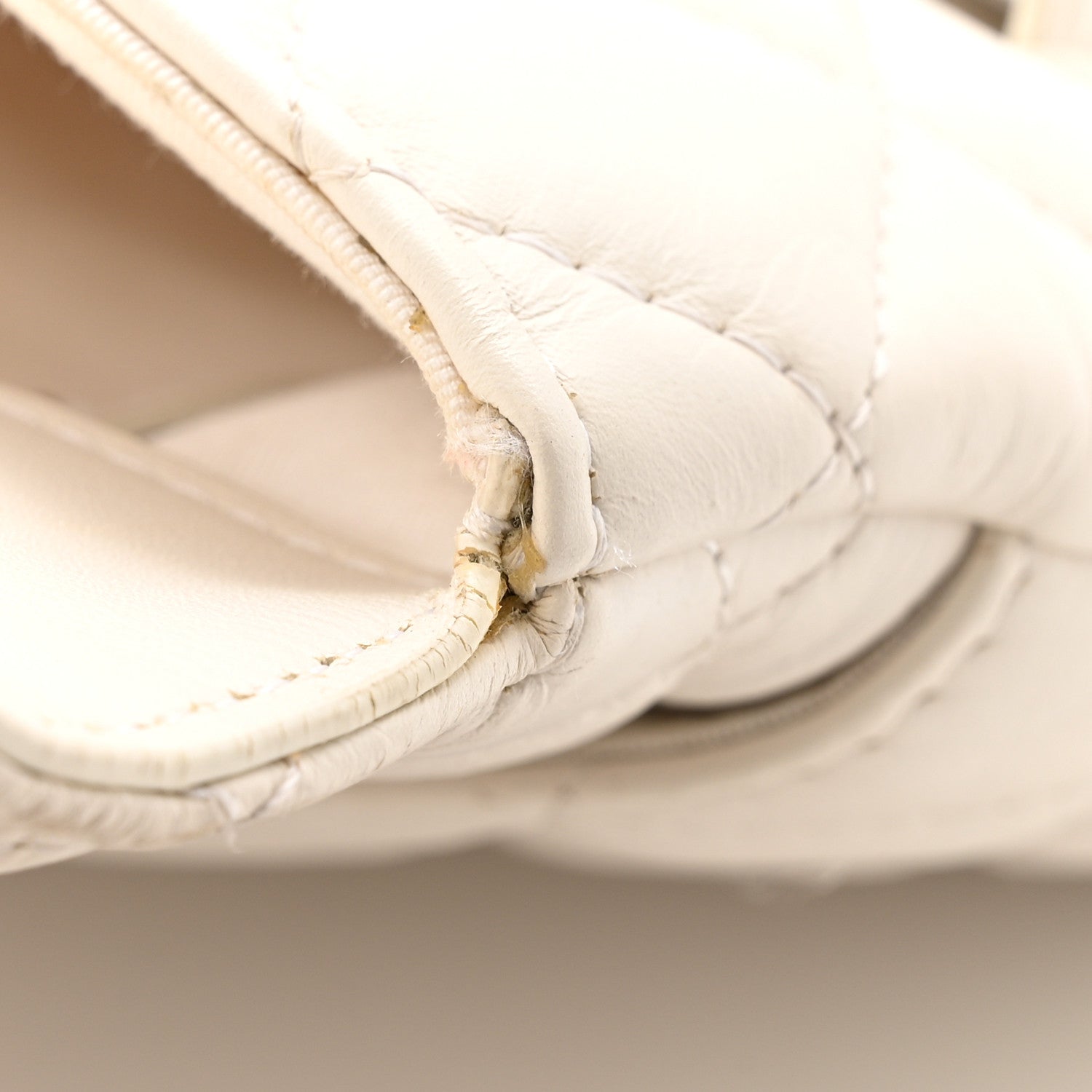 Calfskin Quilted Enchained Clutch White