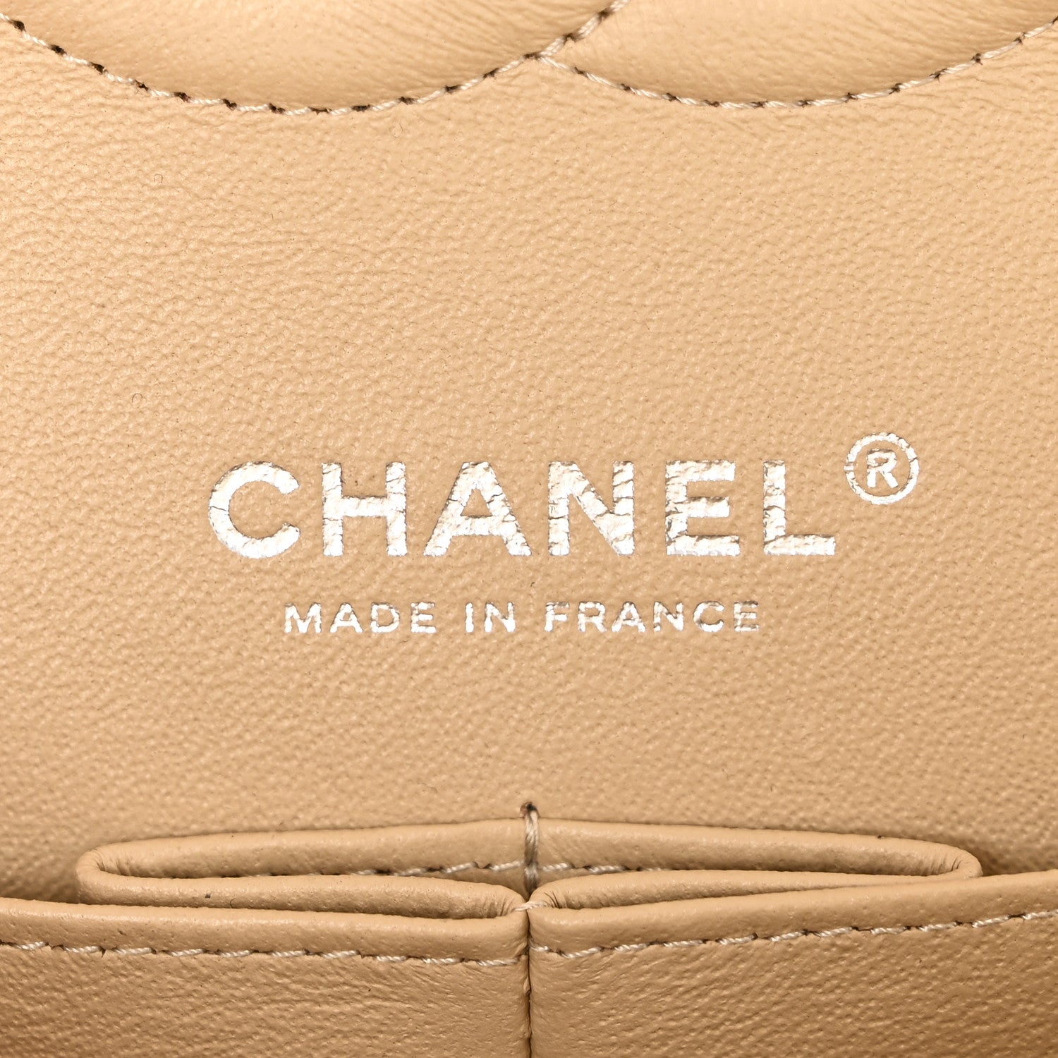Caviar Quilted Medium Double Flap Beige