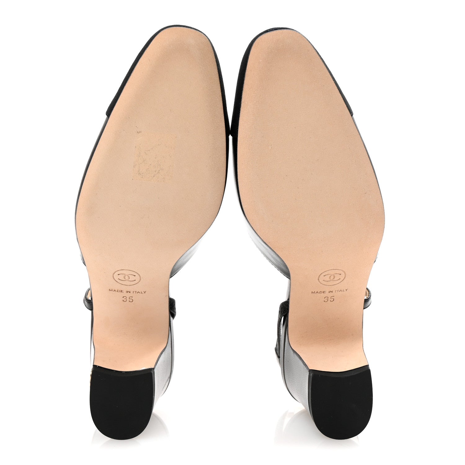 Goatskin Grosgrain Cap Toe CC Slingback Pumps 35 Black