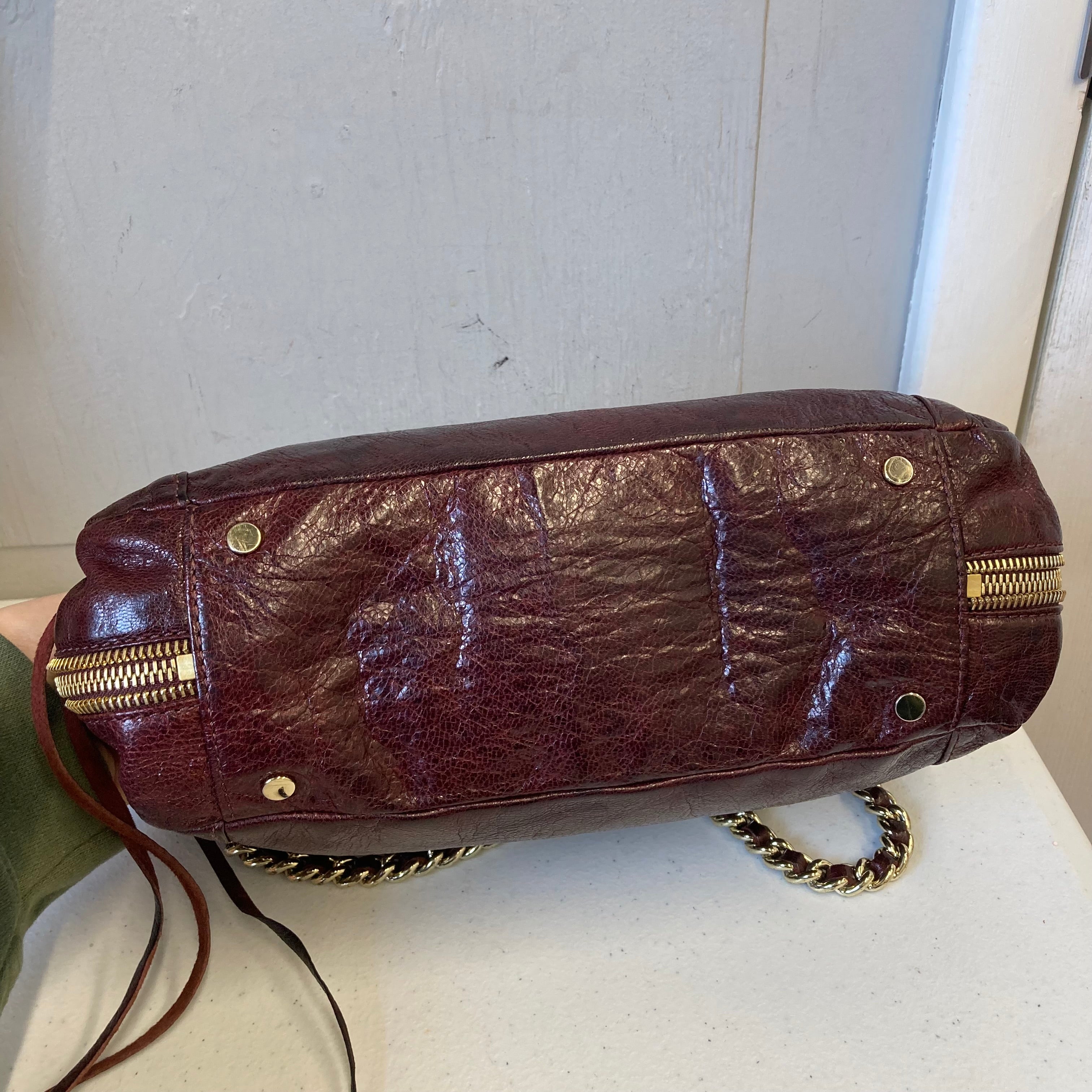 Handbag Designer By Rebecca Minkoff In Maroon, Size:Medium