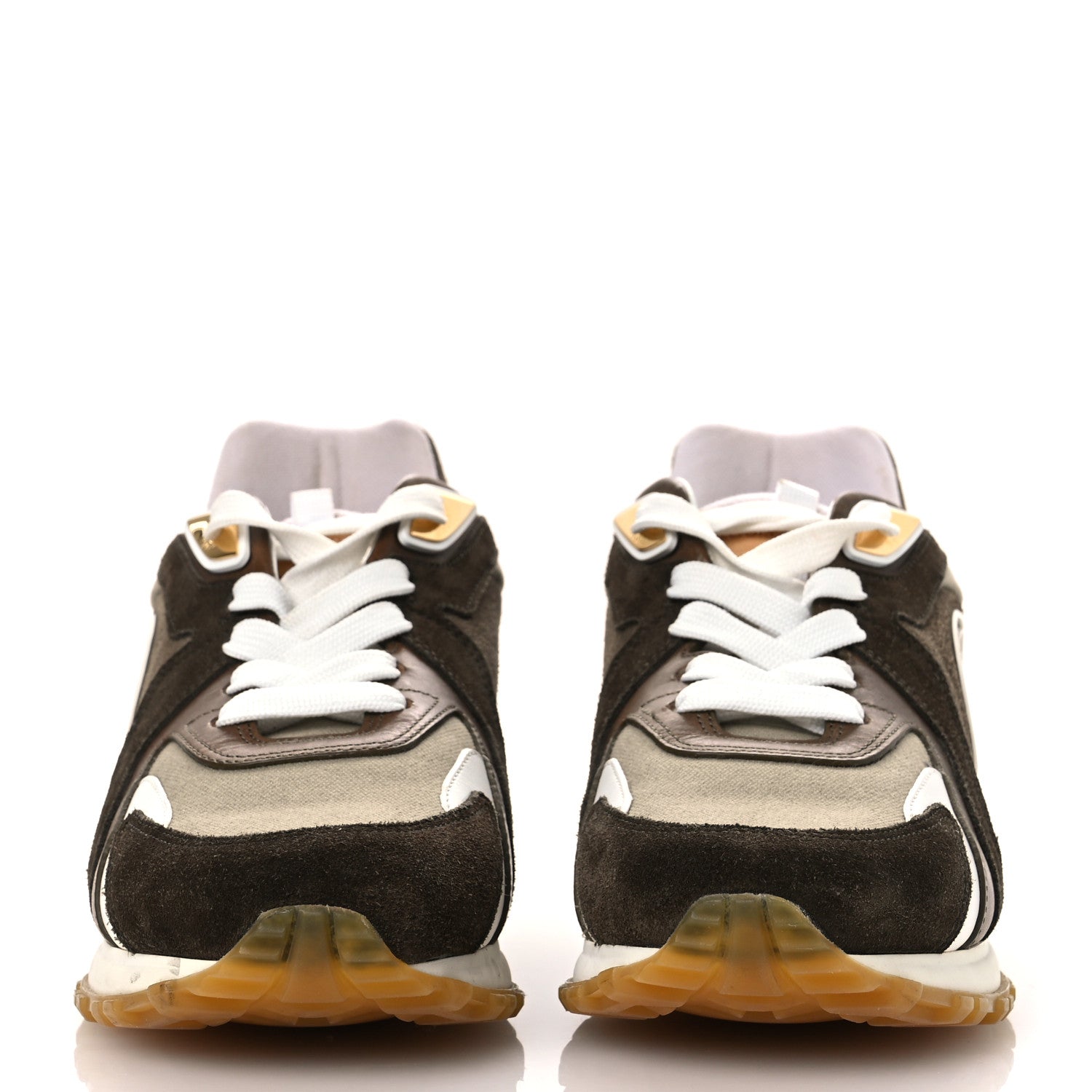 Calfskin Suede Run Away Sneakers 37.5 Kaki