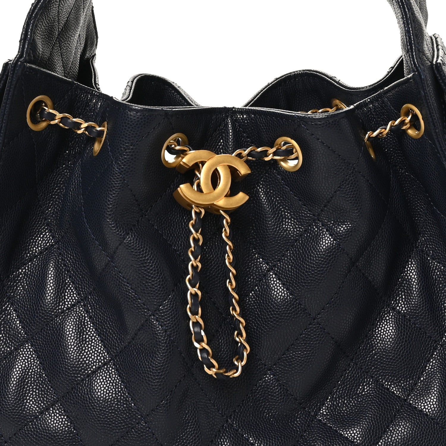 Caviar Quilted Small Chanel 25 Handbag Dark Navy