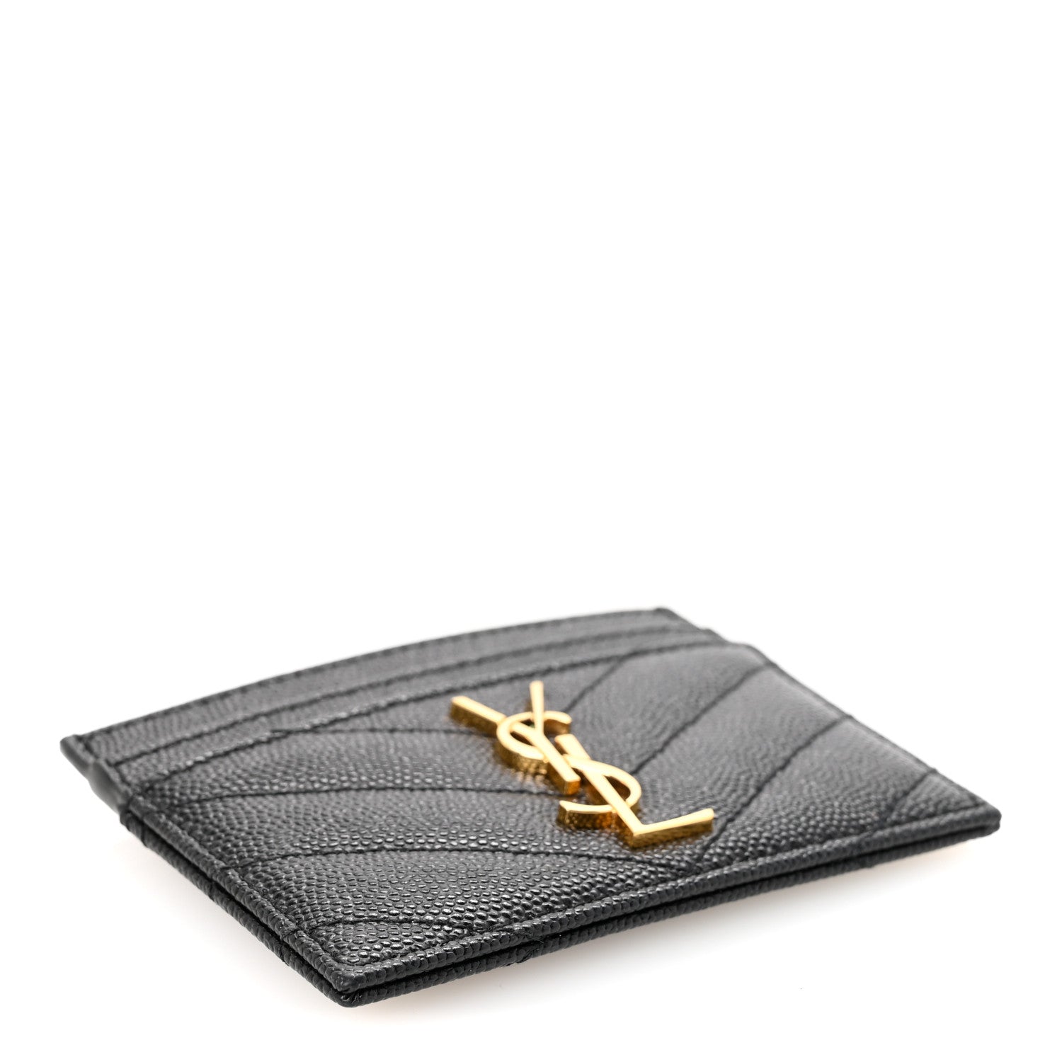 Grain De Poudre Matelasse Chevron Monogram Credit Card Case Black