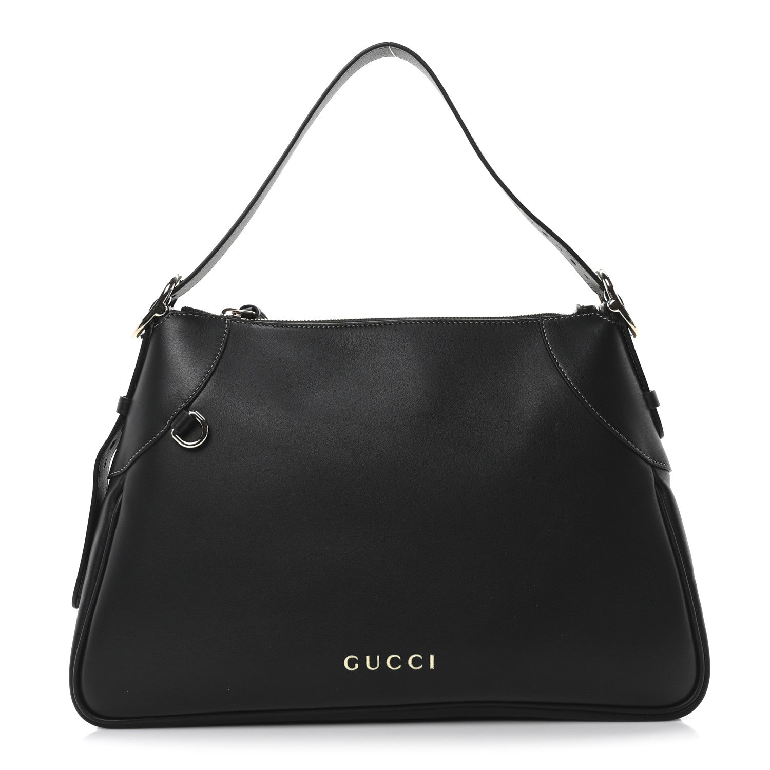 Calfskin Medium Emblem Shoulder Bag Black