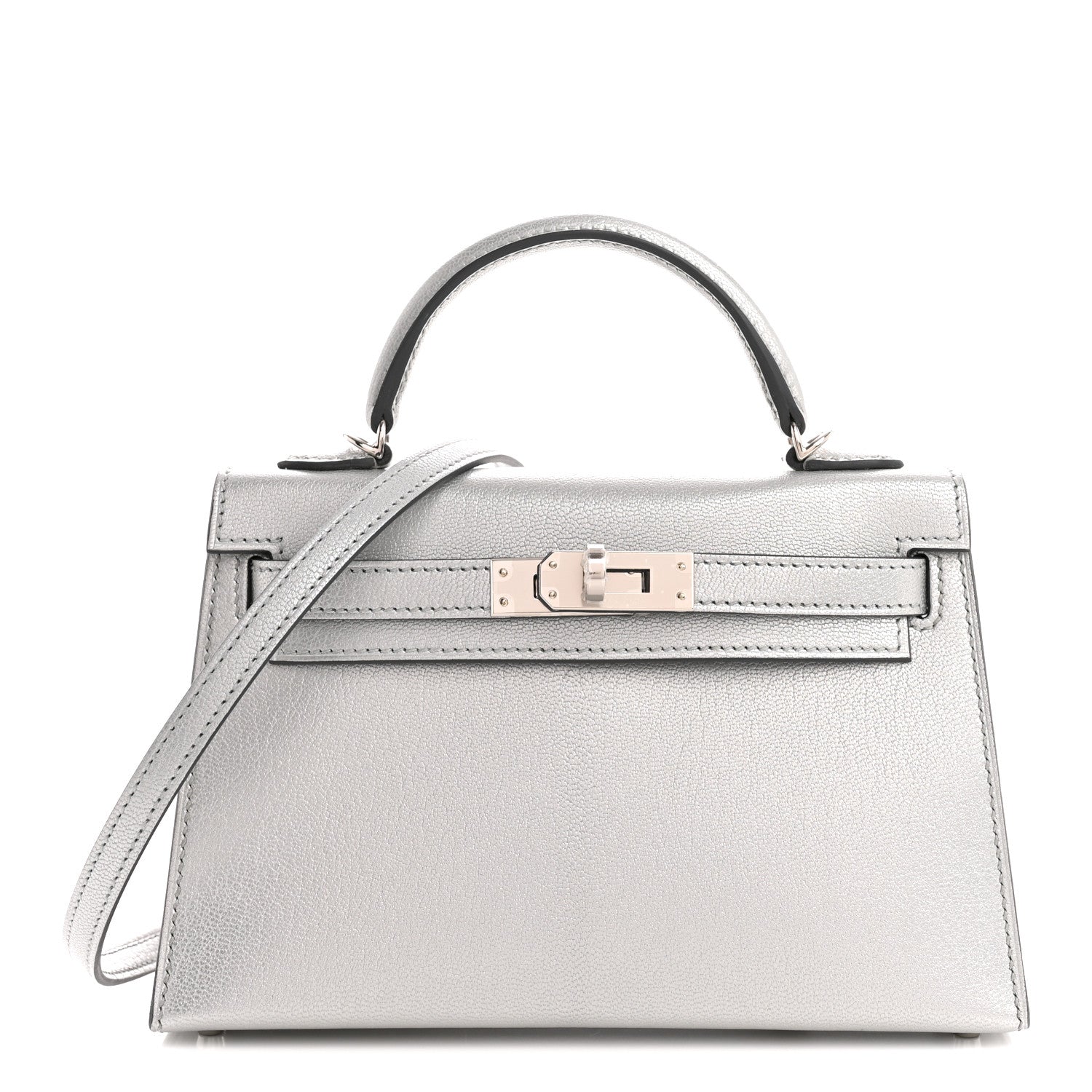 Metallic Chevre Chamkilight Mini Kelly Sellier 20 Argent