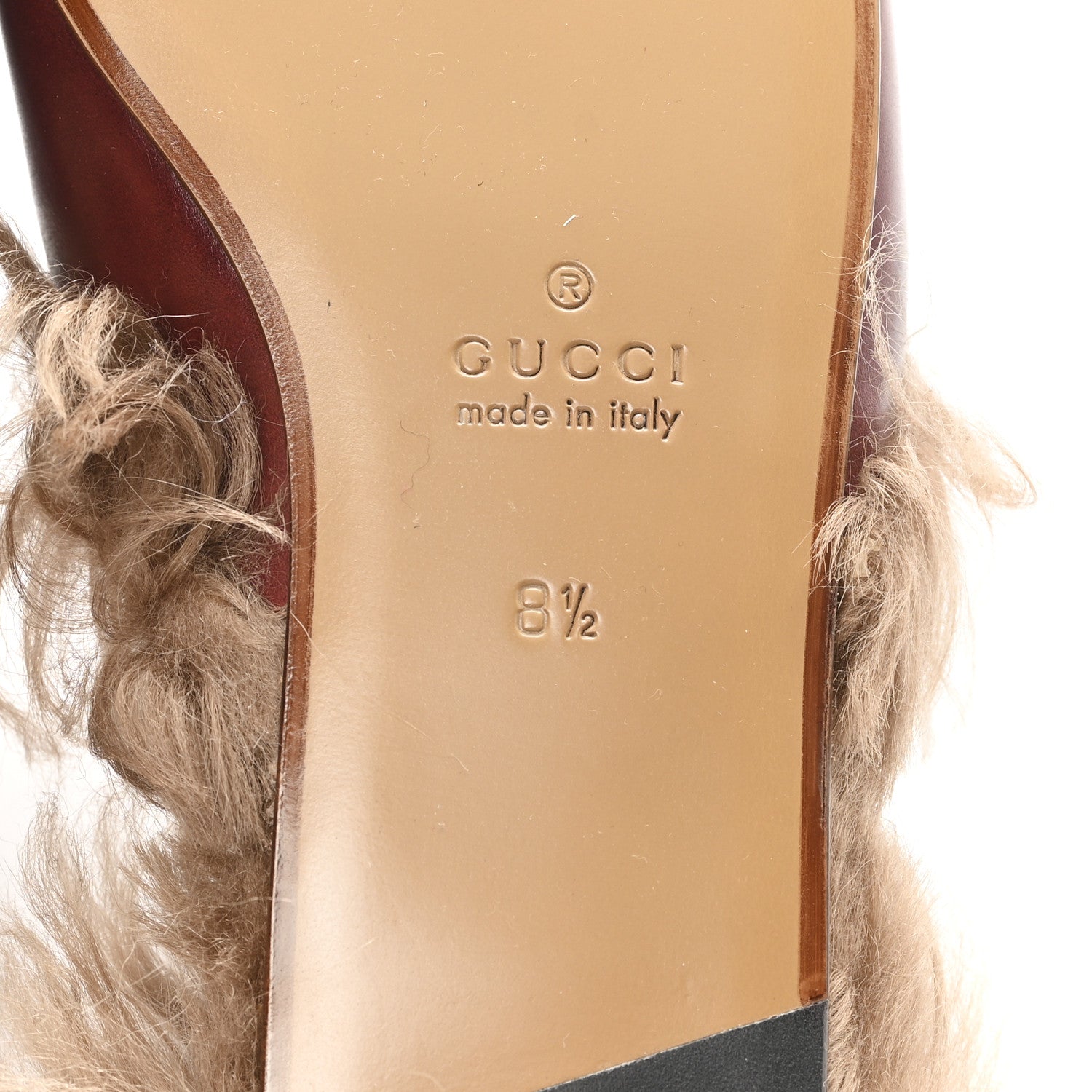 etis Glamour Calfskin Granada Kid Fur Mens Princetown Slippers 8.5 Ruby Bordeaux Naturale