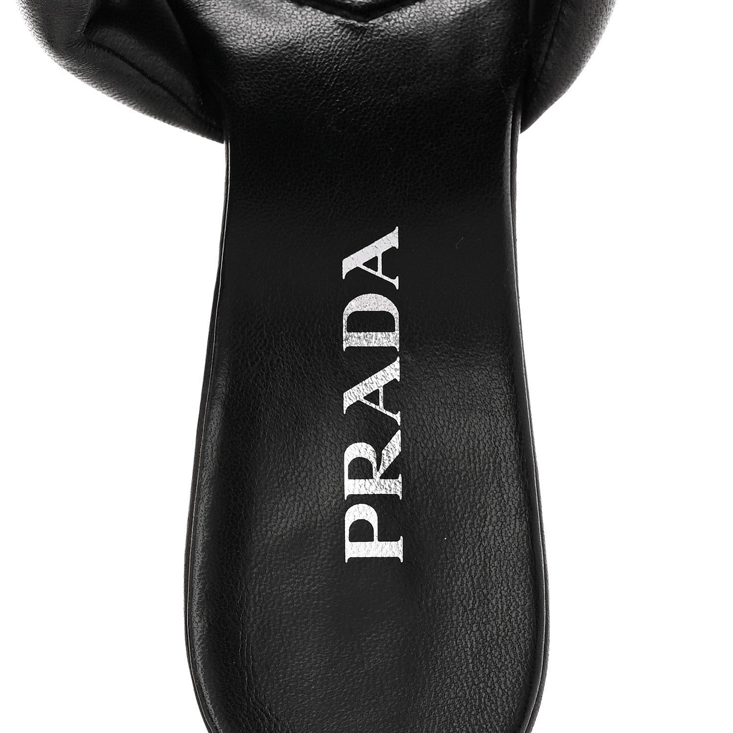 Nappa Soft Padded Metal Triangle Logo 65mm Slide Sandals 37.5 Black