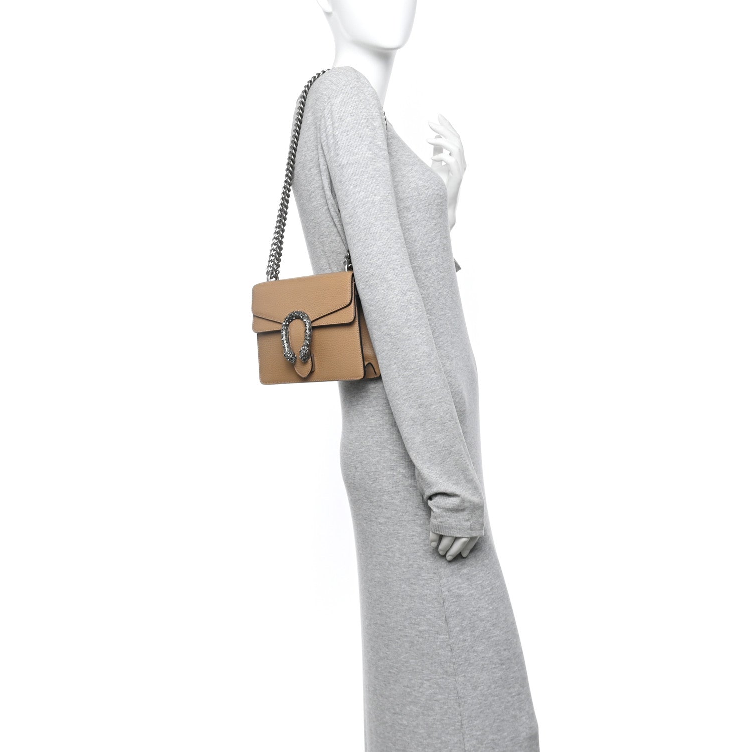 Dollar Calfskin Crystal Mini Dionysus Shoulder Bag Natural Tan Black Diamond