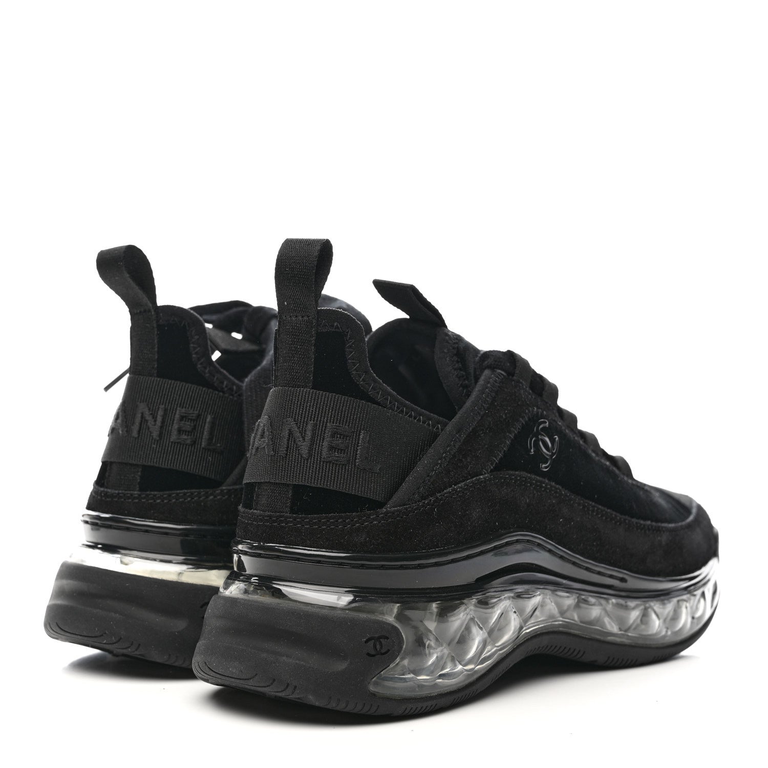 Suede Calfskin Velvet Grosgrain CC Sneakers 35.5 Black