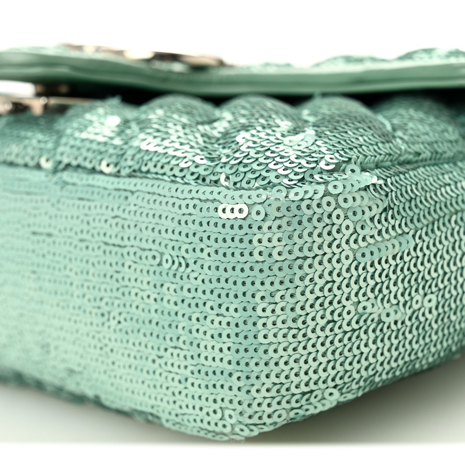 Sequin Matelasse Mini GG Marmont Shoulder Bag Water Green Verde Chiaro Light Water Green