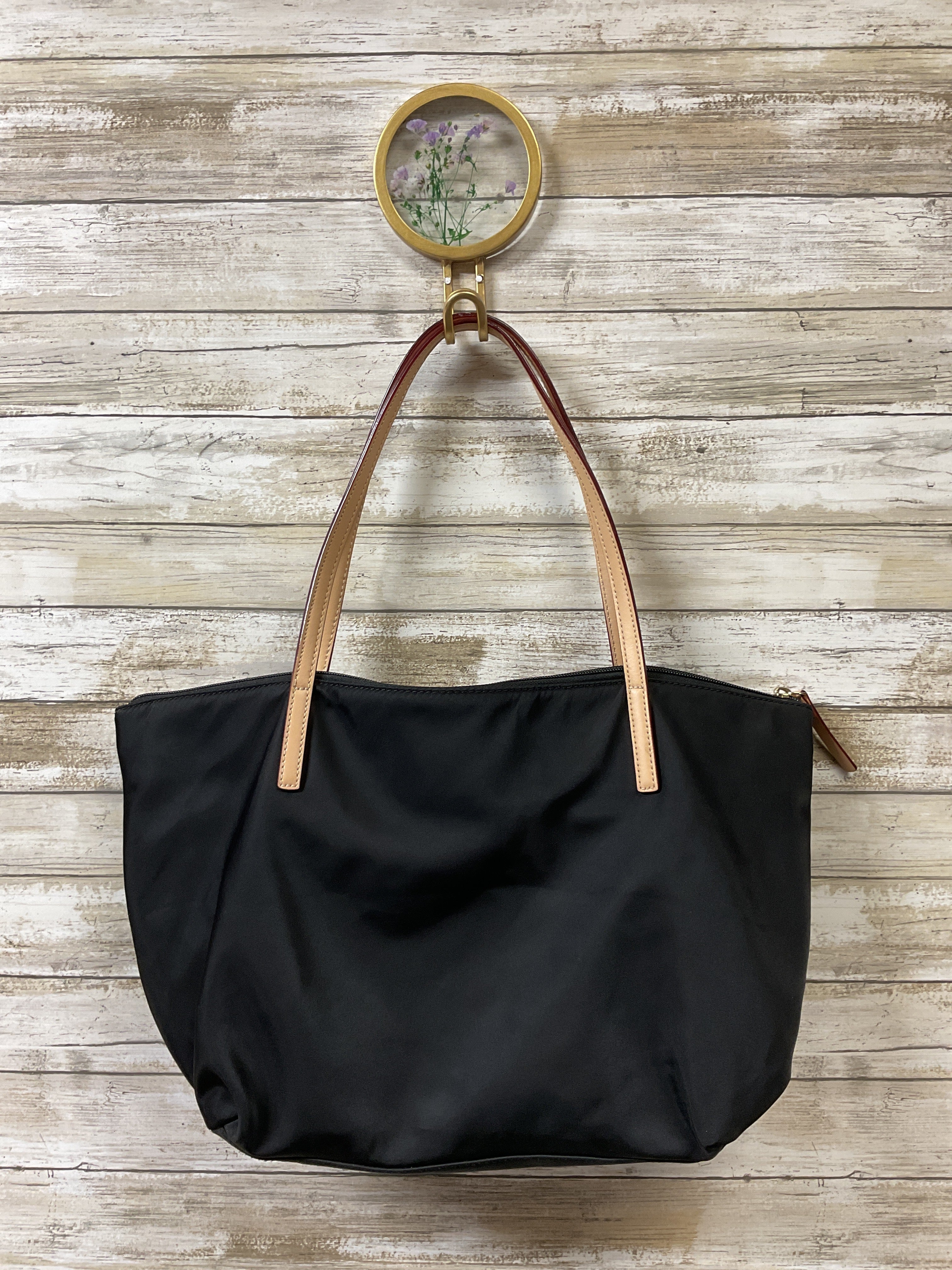 Handbag Designer By Kate Spade In Black & Tan, Size:Medium