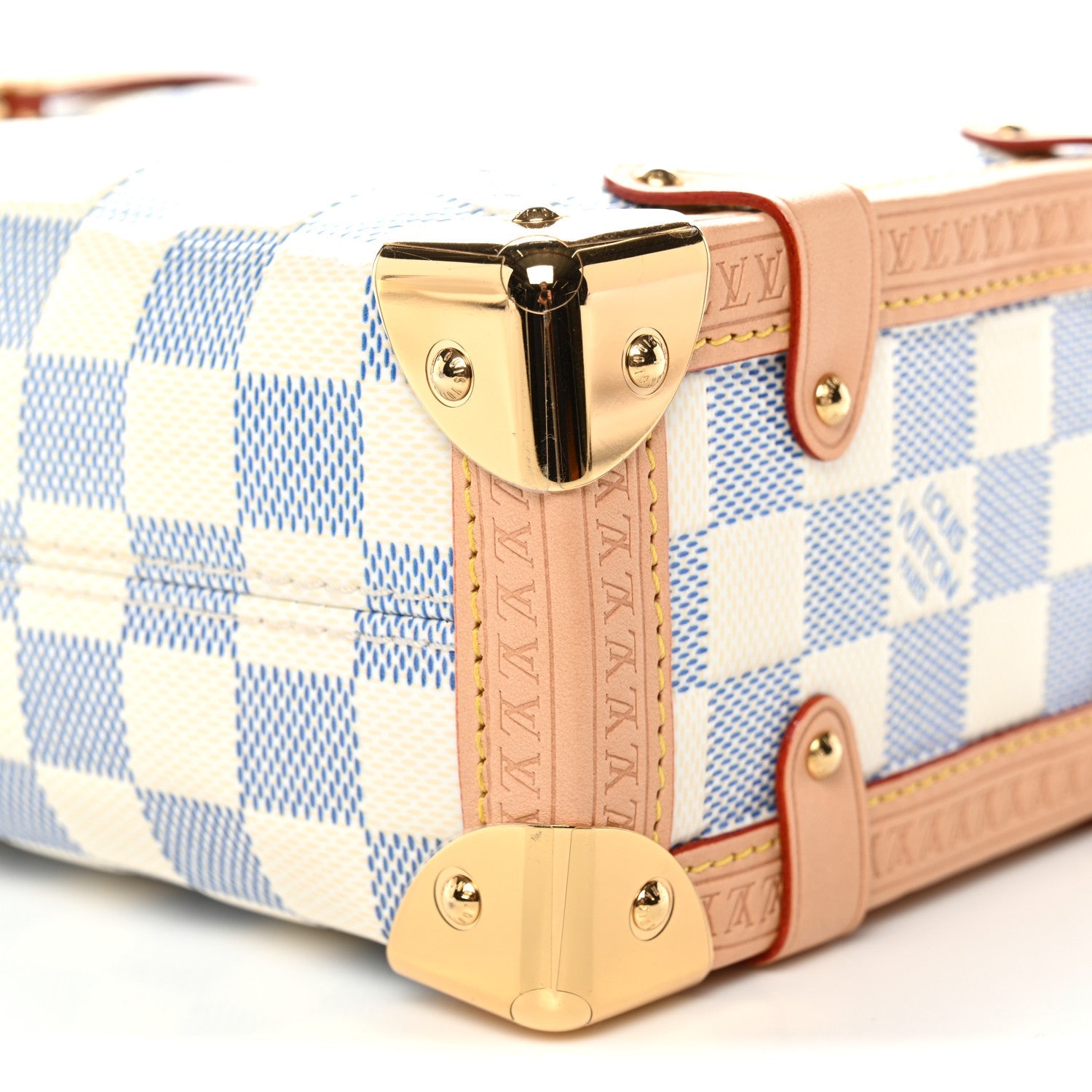 Damier Vernis Calfskin Side Trunk MM Celeste Blue
