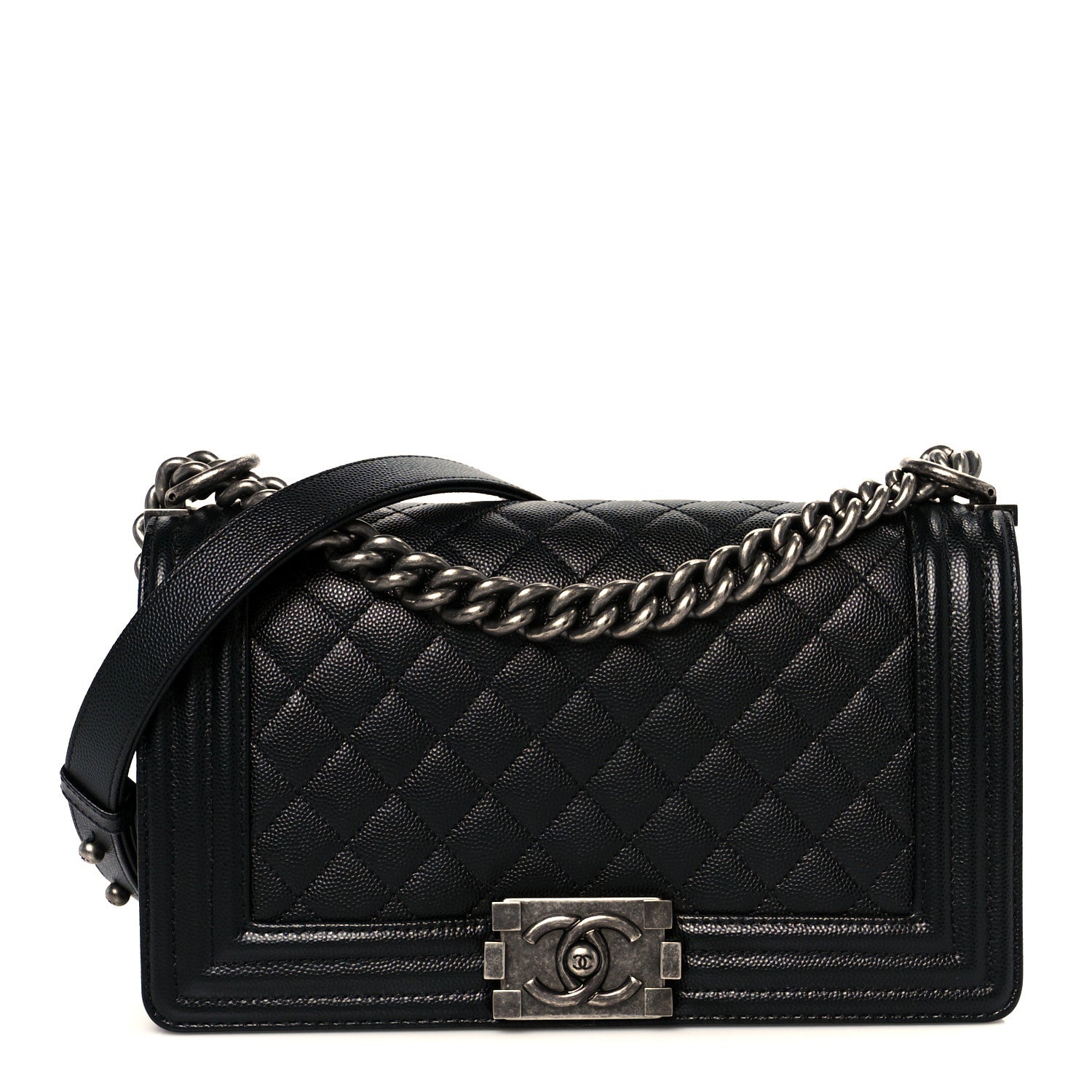 Caviar Quilted Medium Boy Flap Black