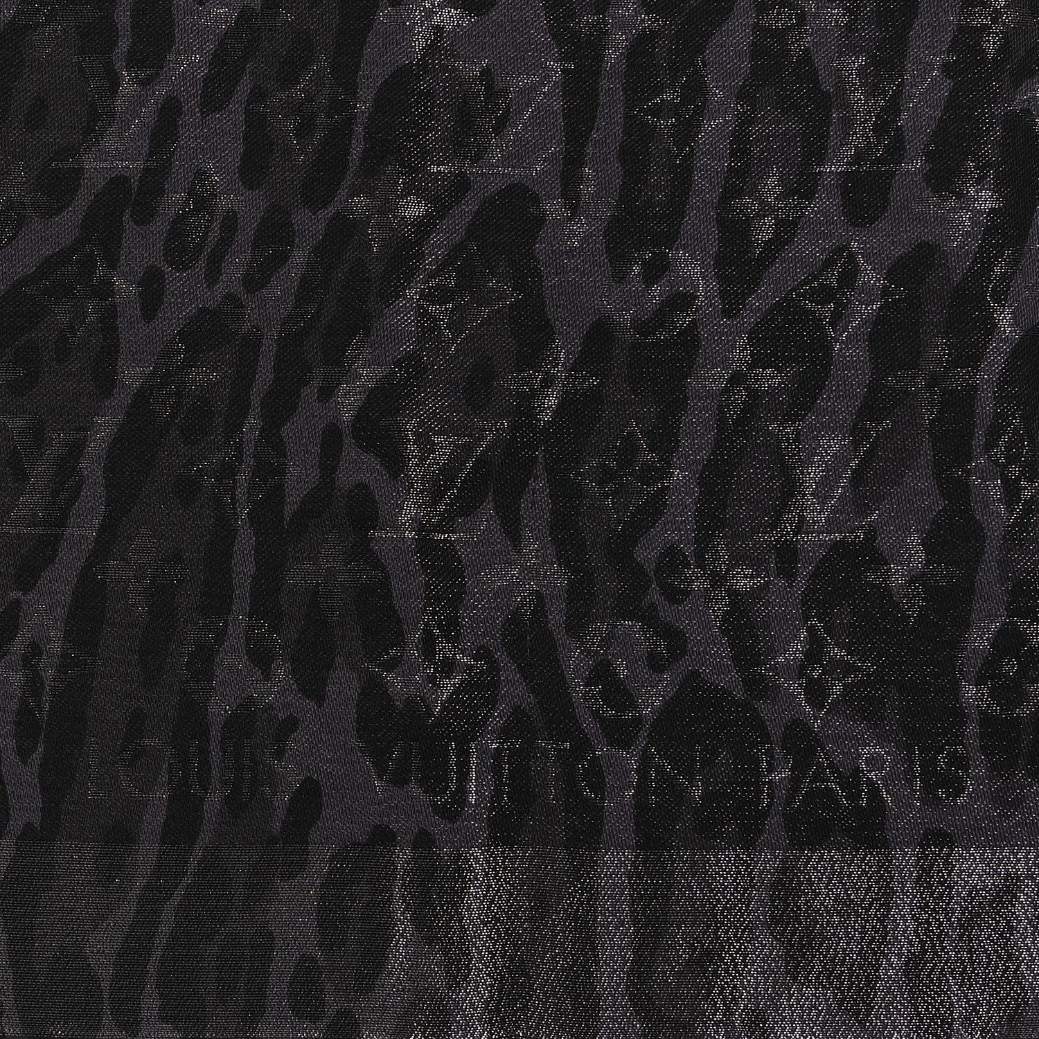 Silk Wool Monogram Leogram Shine Shawl Black