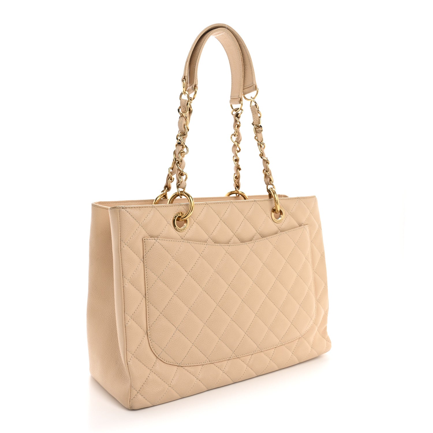 Caviar Quilted Grand Shopping Tote GST Beige