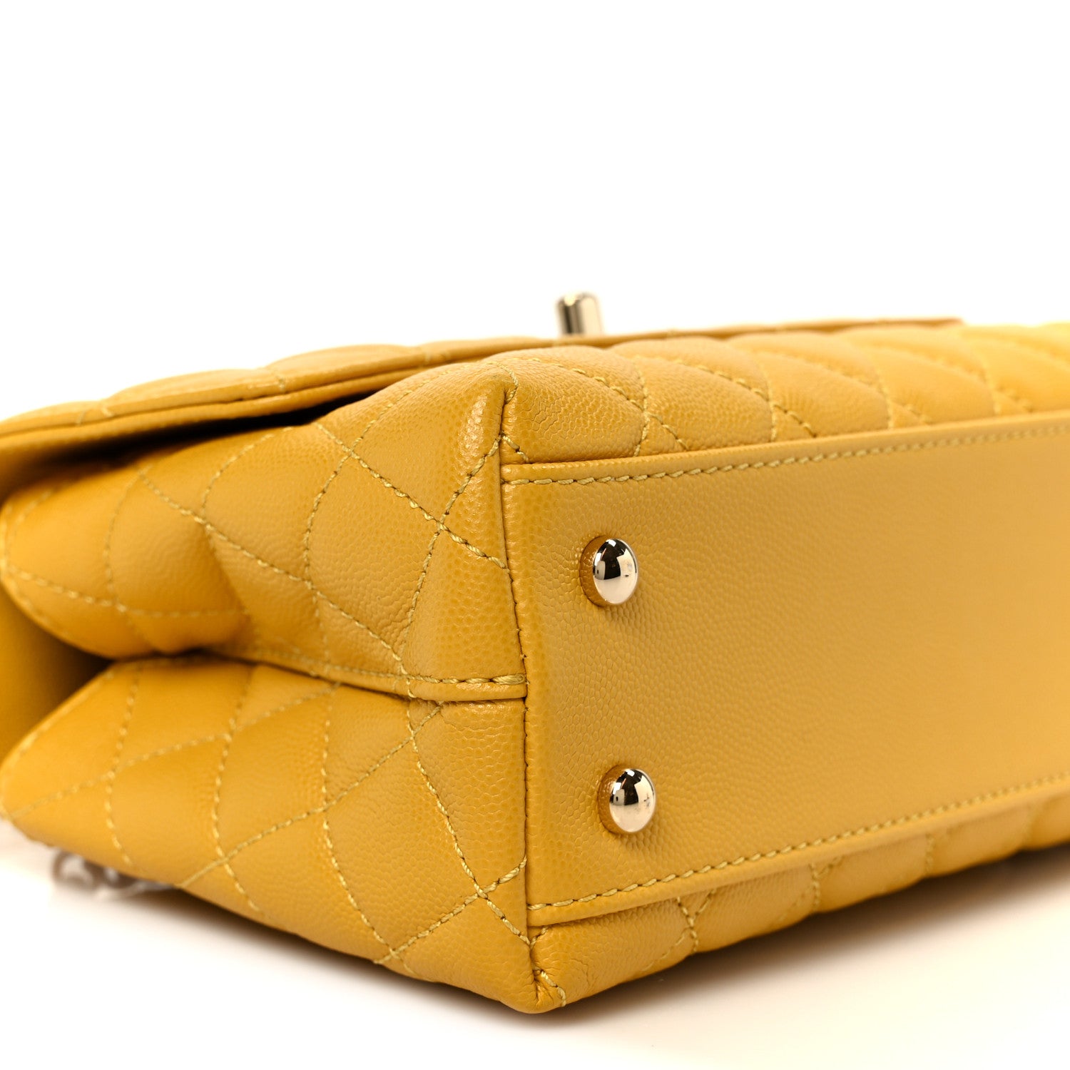 Caviar Quilted Mini Coco Handle Flap Yellow