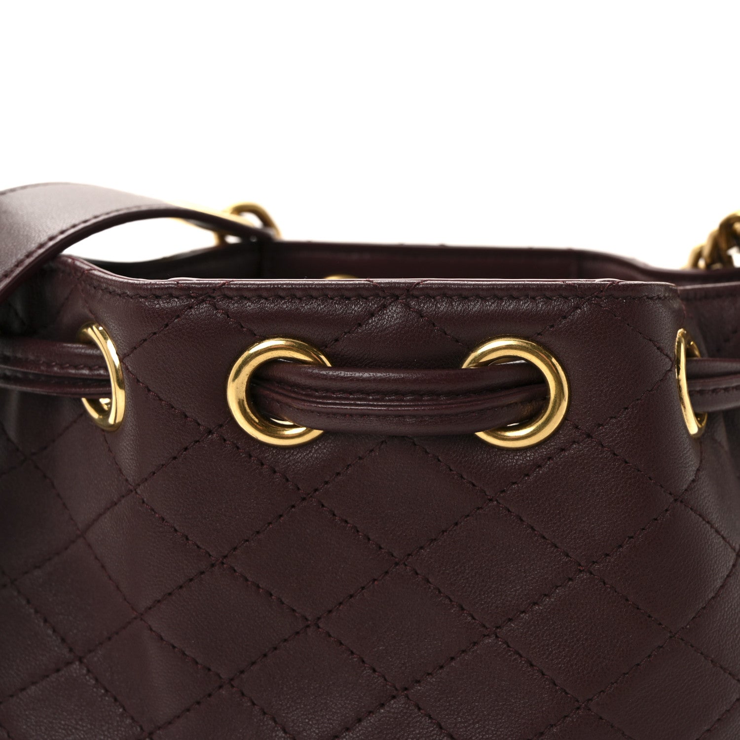 Lambskin Carre Quilted Cassandre Small Bucket Bag Hot Wine
