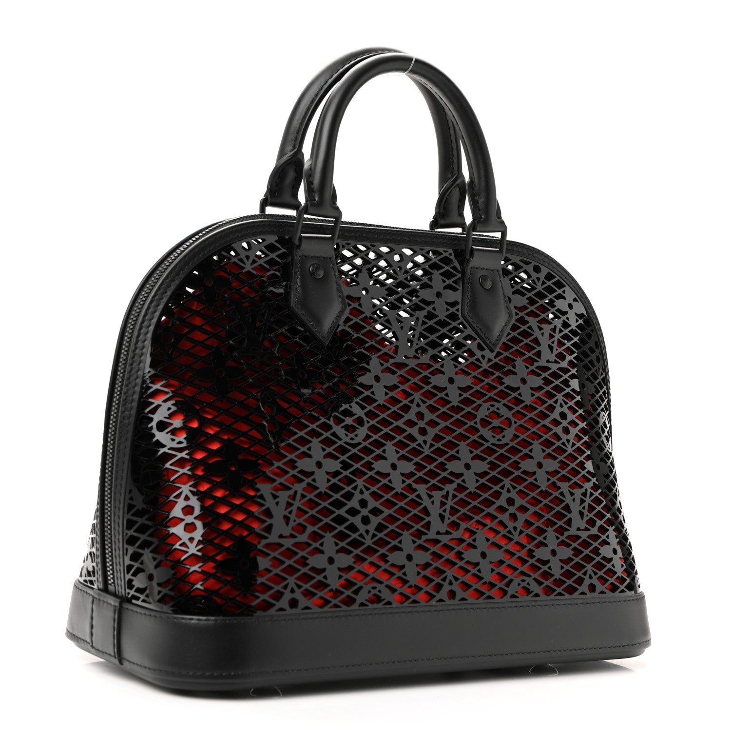 Patent Calfskin Laced Monogram Alma PM Black
