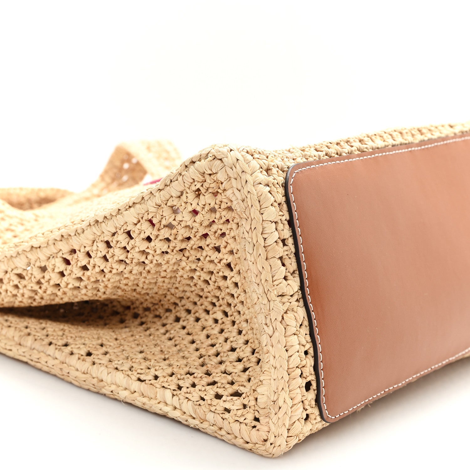 Raffia Calfskin Forte Del Marmi OnTheGo MM Natural Fuchsia
