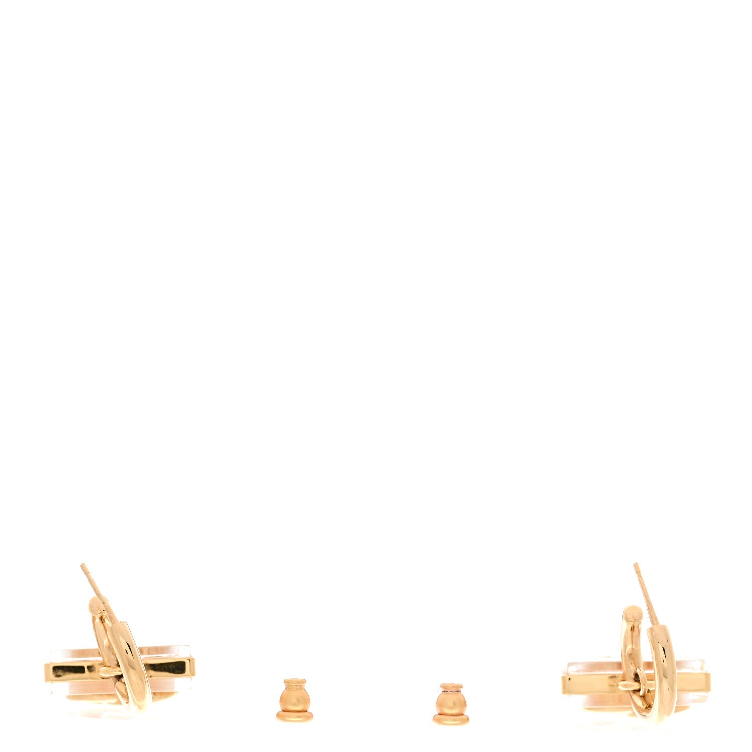 Metal Resin CC Square Drop Earrings Gold Transparent